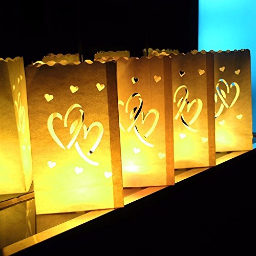 Fascola 20-Pack Heart Paper Lanterns for Wedding & Beach Decor