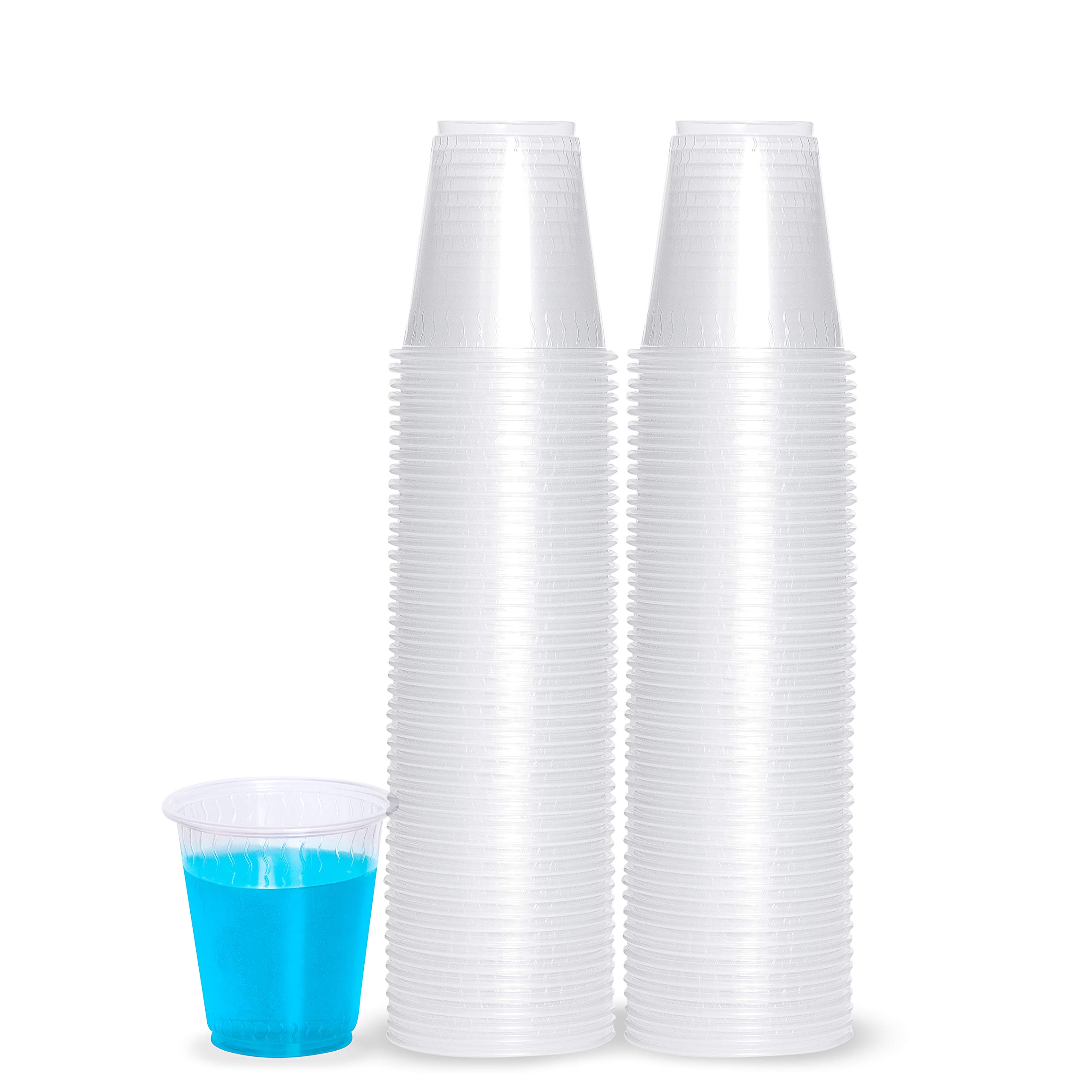 PLASTICPRO 3 oz Clear Plastic Disposable Cups - 100 Count Bulk Pack for Parties, Picnics, and Office Use