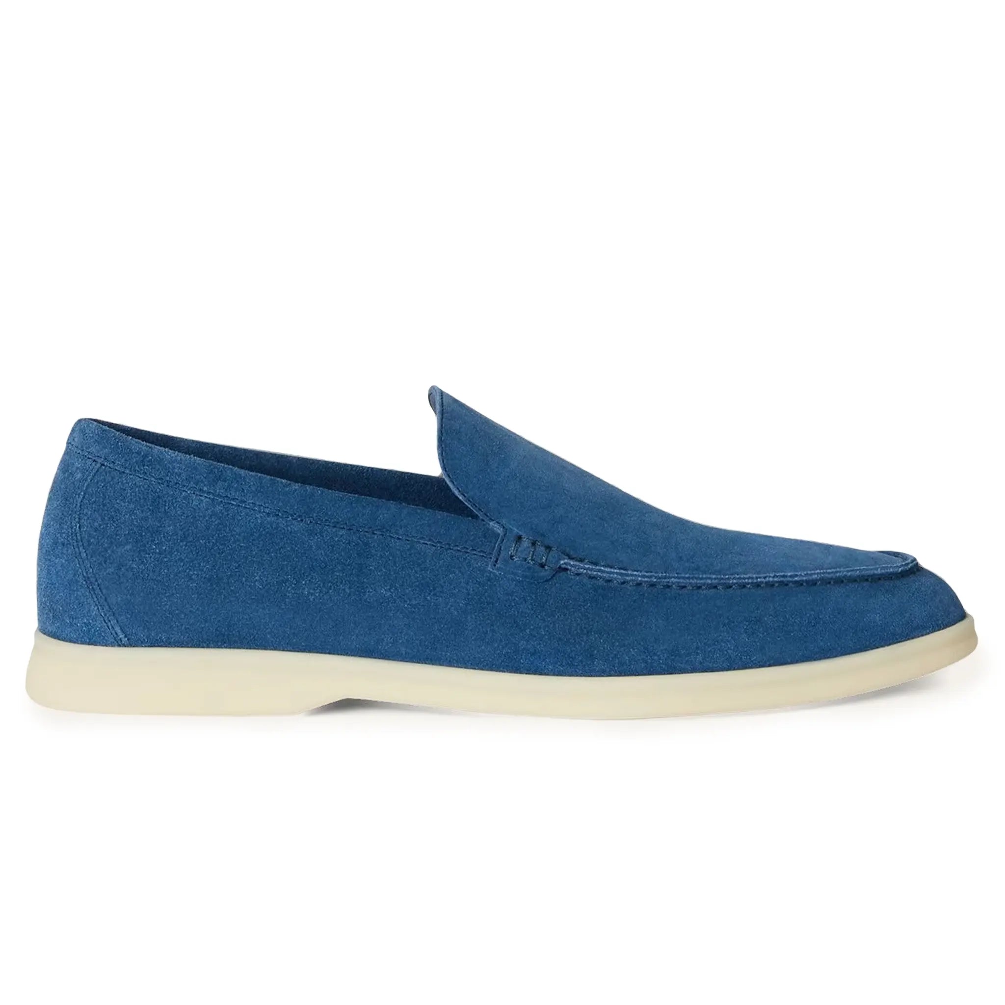 Loro Piana Men's Summer Walk Suede Loafers in Cobalt Ink - Comfortable Slip-On Shoes for Business Casual & Summer Outings