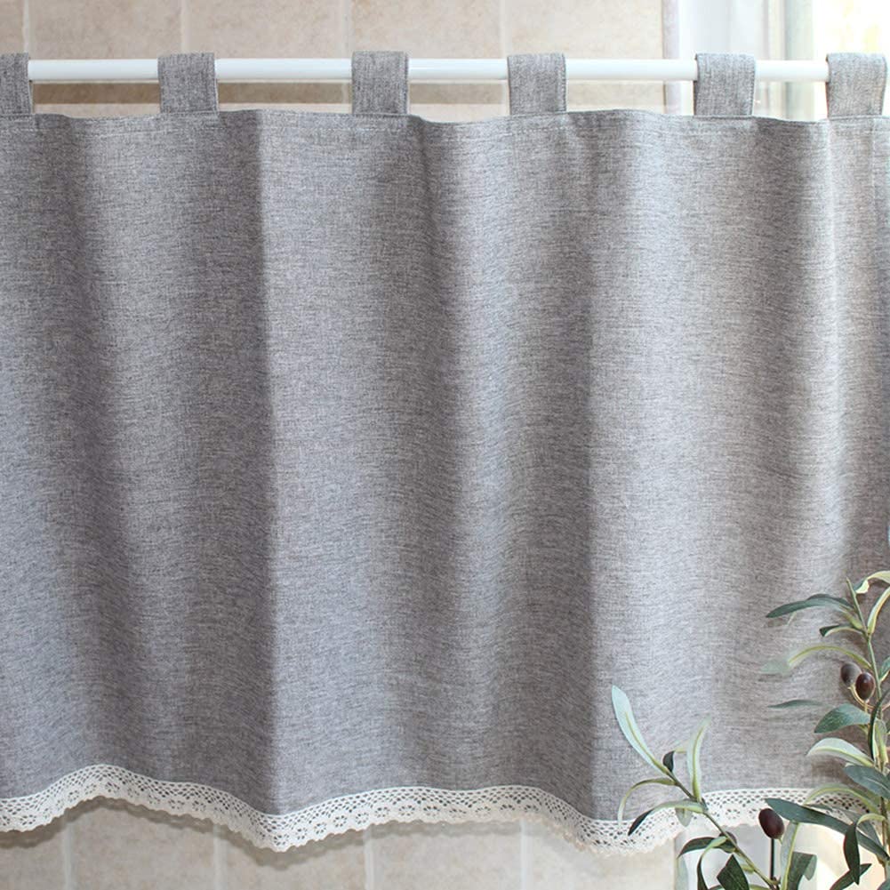 Handmade Half Curtains for Kitchen Windows - 180x180cm Short Gray Curtain - Decorative Small Window Treatment for Bathroom, Bedroom, Door & Living Room - Perfect for Farmhouse, Cottage & Vintage Home Decor