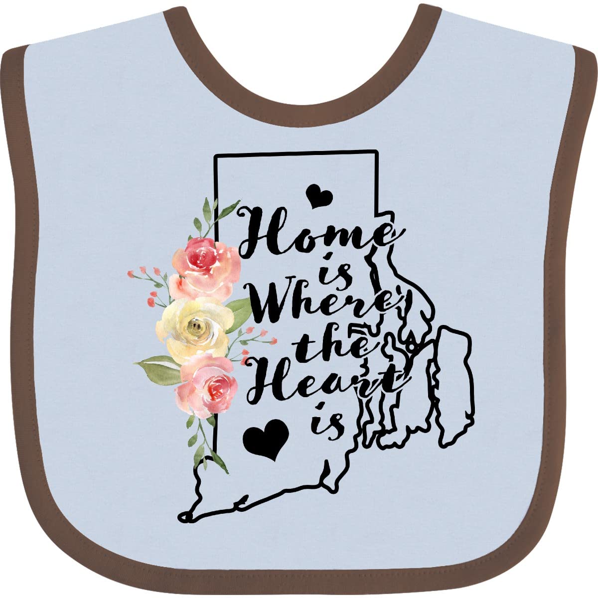 Inktastic Rhode Island Home Is Where the Heart Is Watercolor Baby Bib - Soft Organic Cotton Drool Bib for Newborns & Infants - Perfect for Feeding, Playtime & Photo Shoots