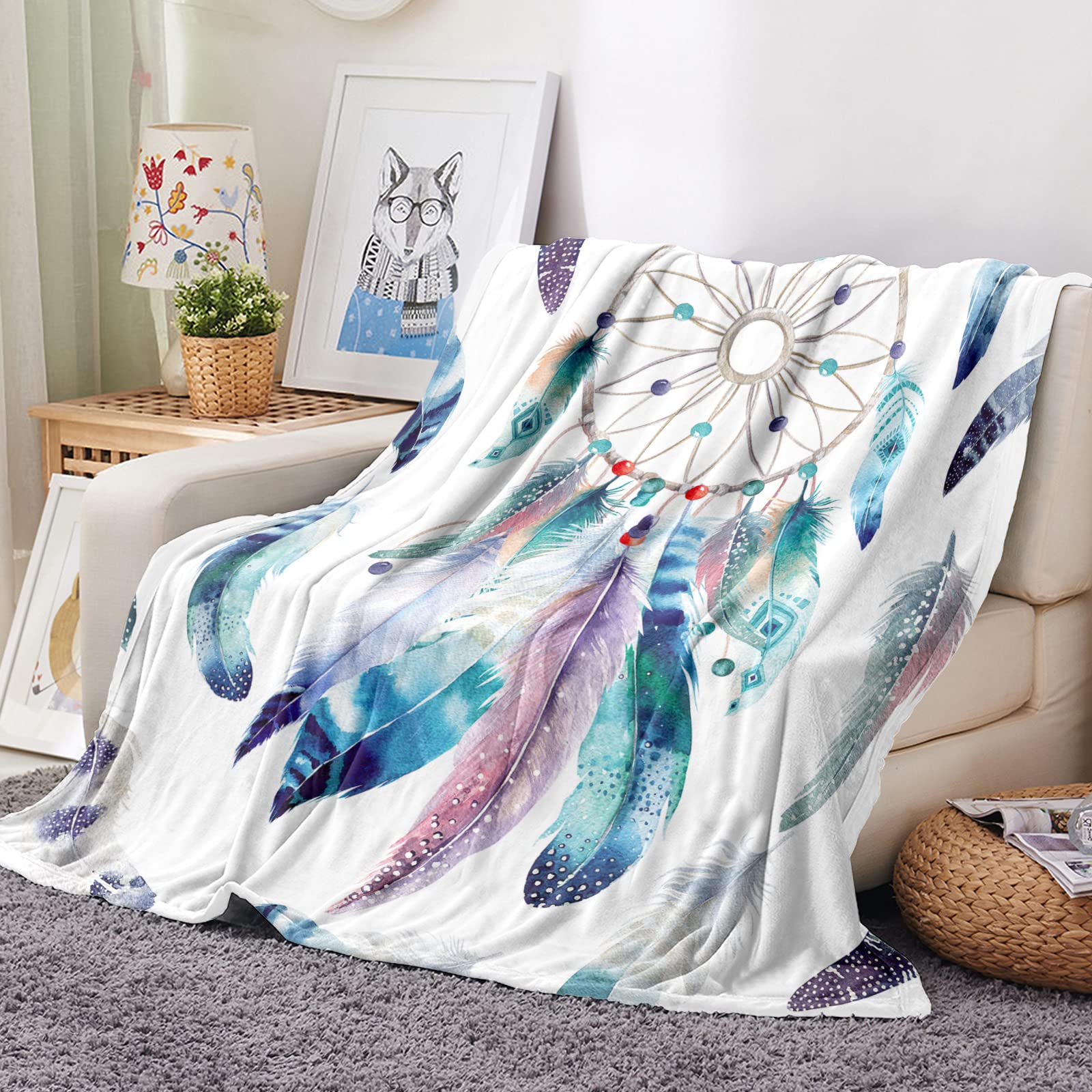 Tupmnbry Dreamcatcher Throw Blanket - Super Soft Flannel & Plush Fuzzy Blanket (60
