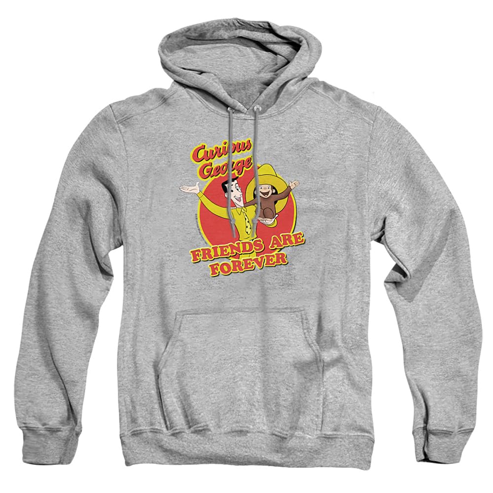 Trevco Curious George Friends Unisex Adult Pullover Hoodie - Soft & Comfortable Casual Wear for Men & Women - Perfect for Everyday Outfits, Lounging & Gifts