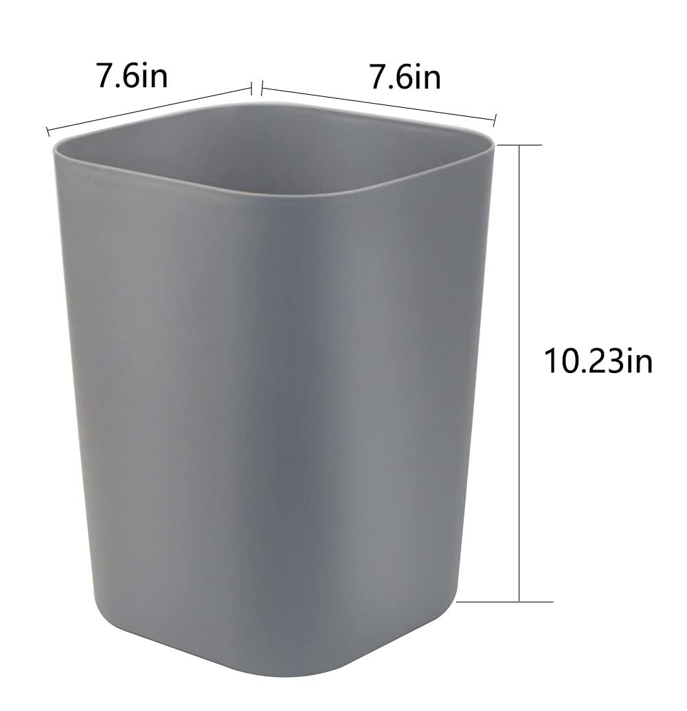 Besli 2 Gallon Small Trash Can - Wastebasket for Bathroom, Bedroom, Kitchen & Office - Pack of 3 (Gray) - Perfect for Home, Dorm & Office Organization