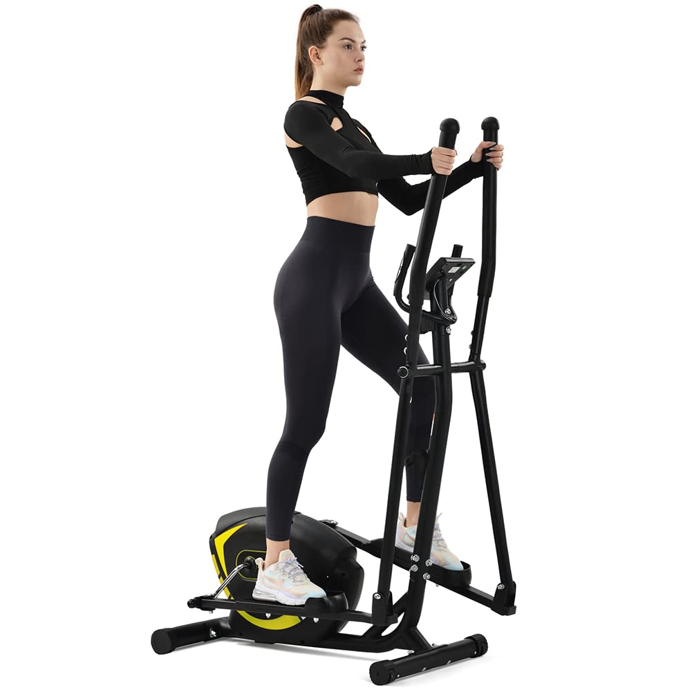MNSSRN Elliptical Trainer Machine - 8-Level Magnetic Resistance Upright Exercise Bike for Home Gym, Cardio Workout | Perfect for Small Spaces & Low-Impact Training