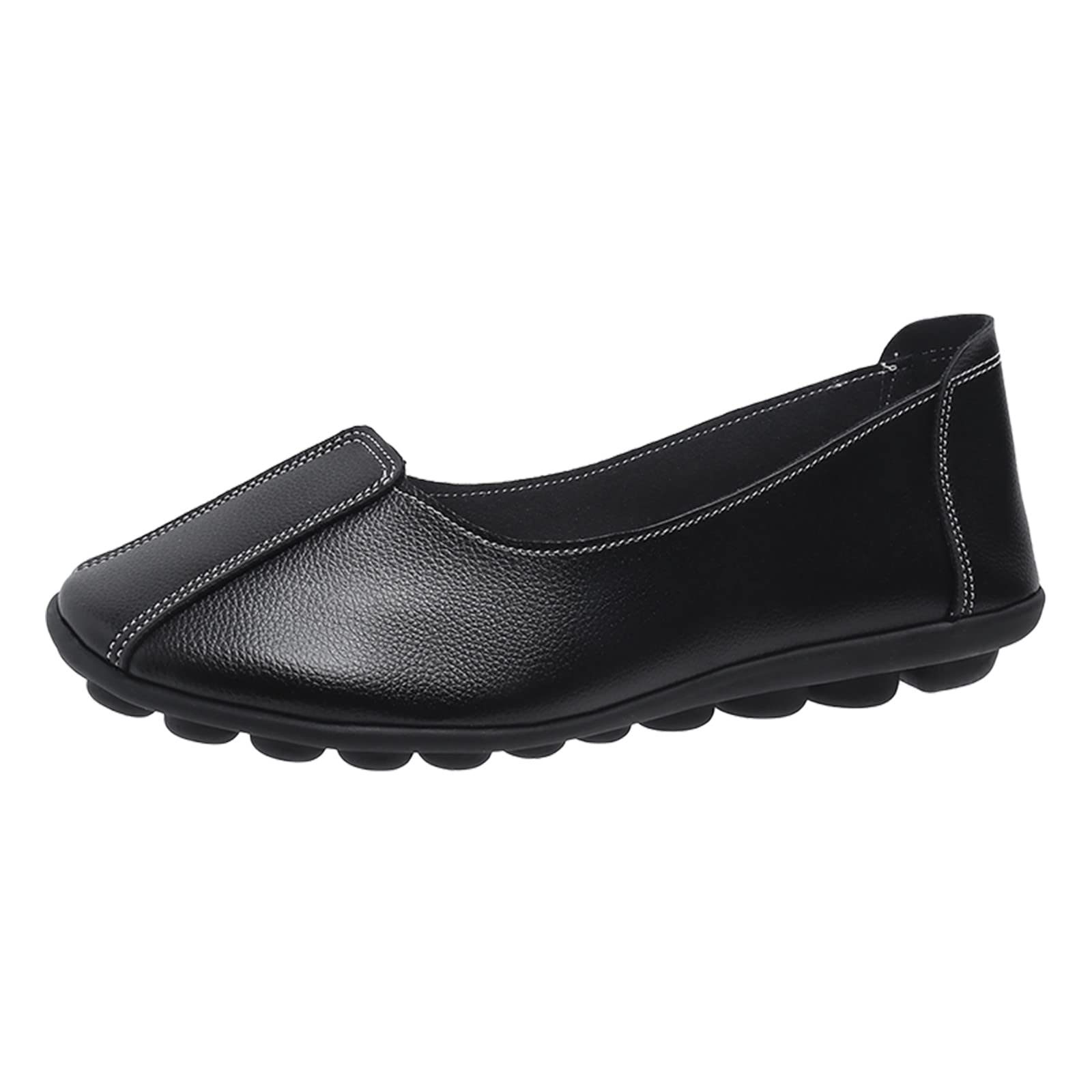 Women's Casual Loafers - Solid Color Flat Sole Comfortable Slip-On Shoes for Ladies | Perfect for Work, Travel & Everyday Wear (Black)