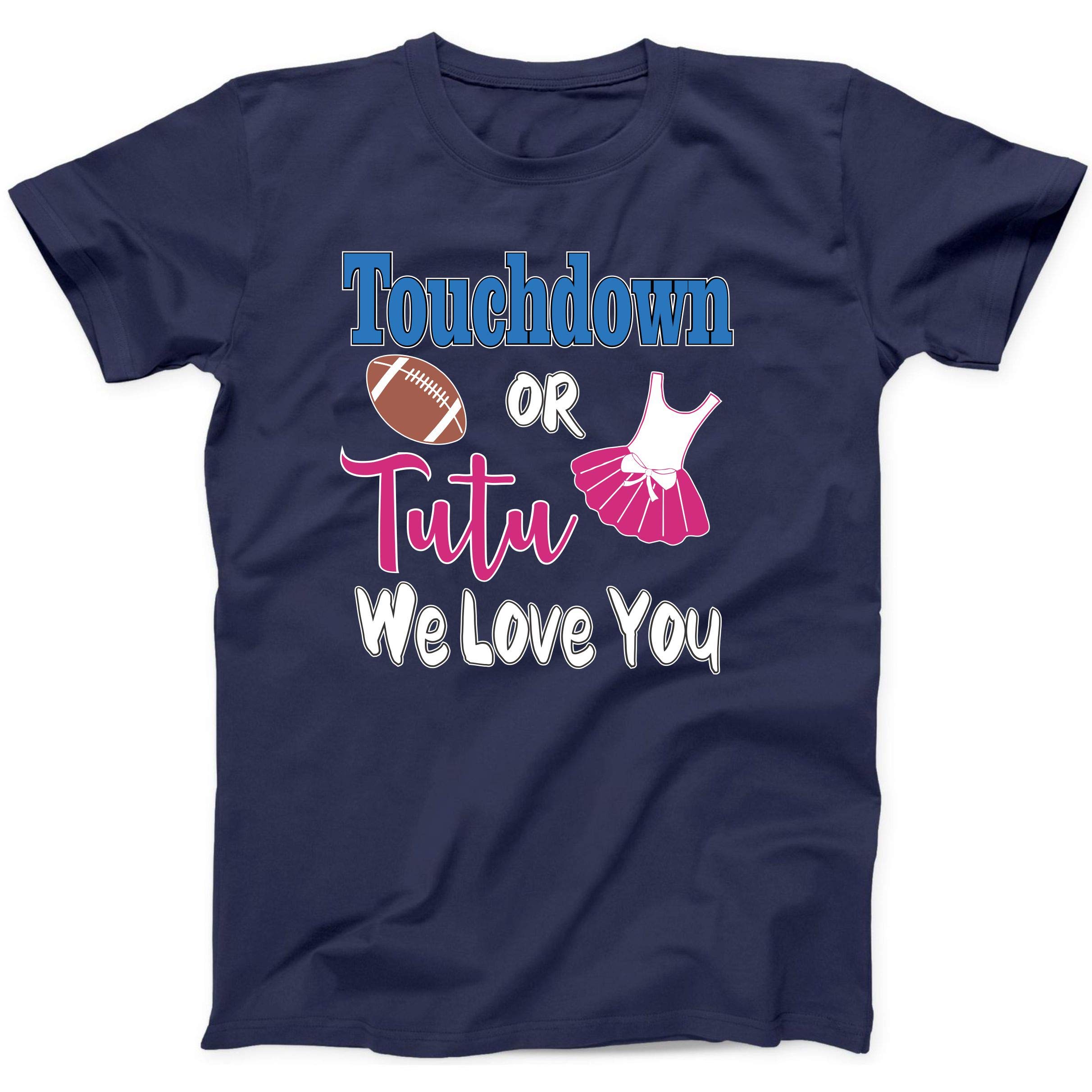 Gender Reveal T-Shirt - Touchdown or Tutu Baby Shower Tee for Pregnancy Announcement - Pink & Blue Unisex Shirt for Moms & Dads - Perfect for Baby Shower Parties & Gender Reveal Events