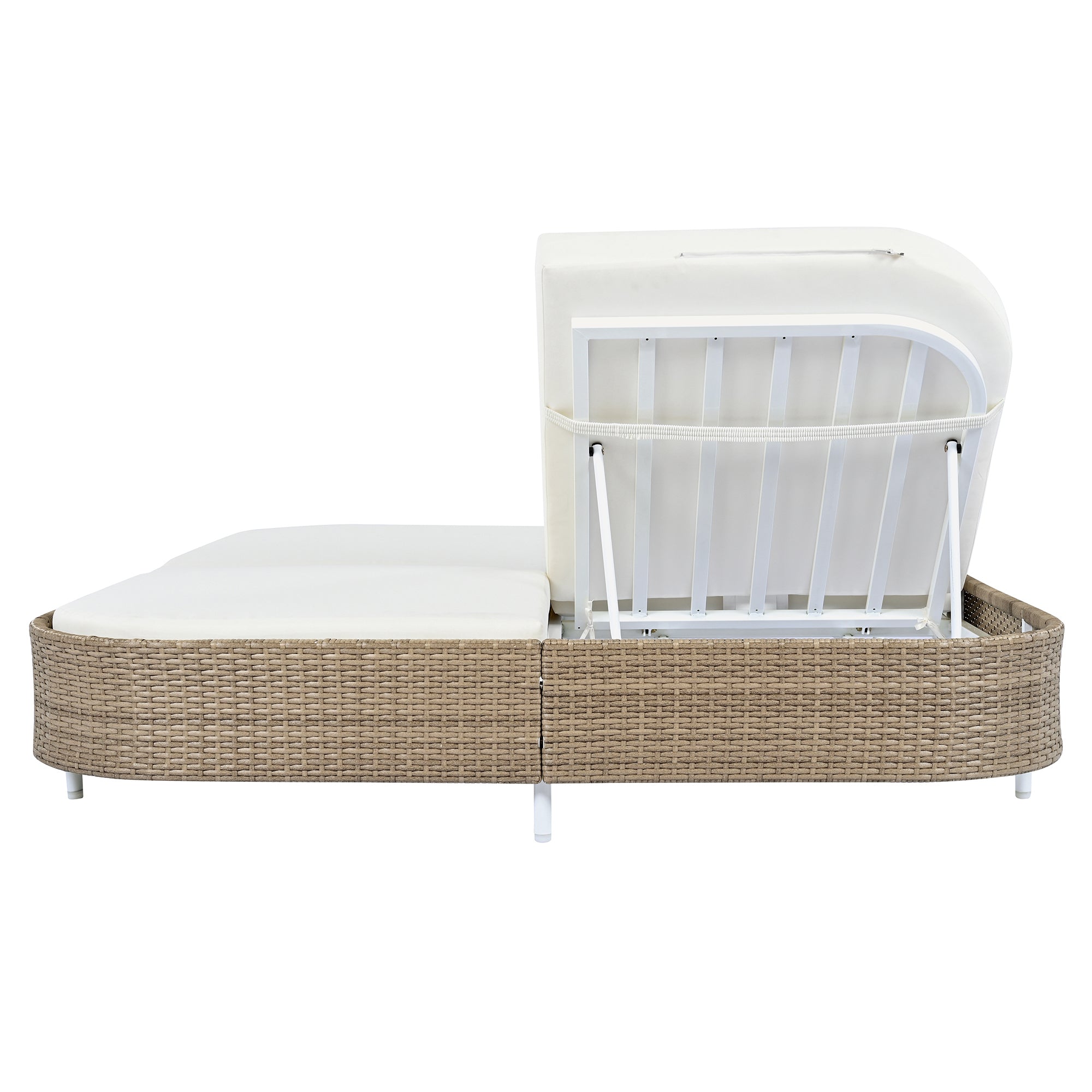 Outdoor Rattan Daybed with 5-Position Adjustable Backrest & Removable Cushions - Perfect for Patio, Garden, Backyard and Poolside Relaxation