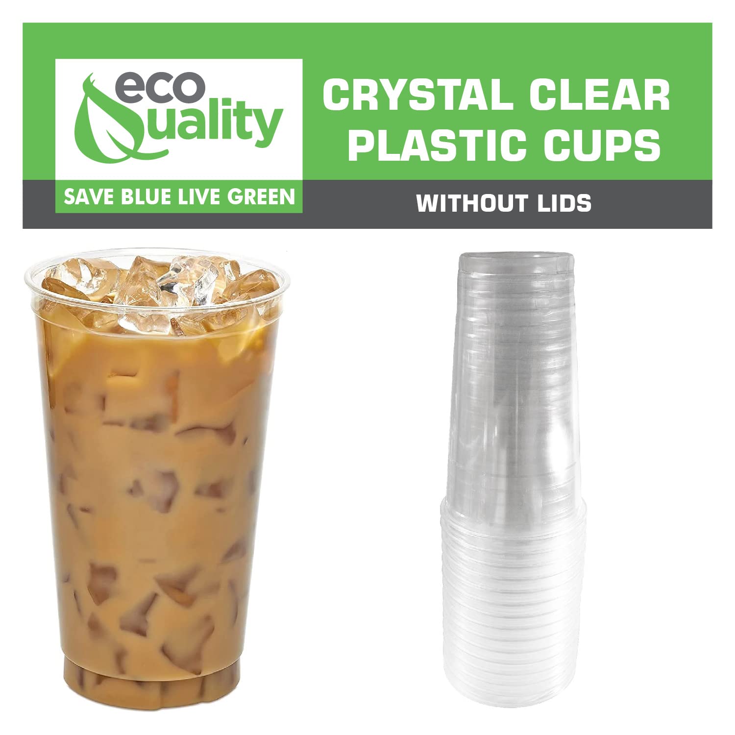 150 Count 10 oz Clear Plastic Disposable Pet Cups - Crystal Clear PET Cold Drink Cups for Smoothies, Iced Coffee, Juice, Soda & Cocktails | Perfect for Coffee Shops, Parties, Restaurants & Takeout Beverages