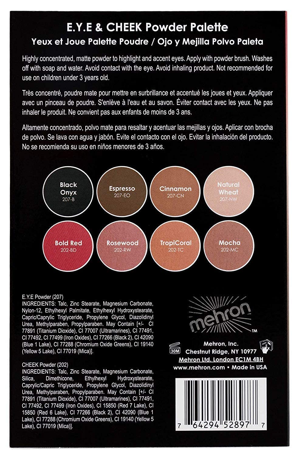 Mehron Makeup E.Y.E Powder & Cheek Powder Palette - 8 Blendable Shades for Eyes & Face | Professional Makeup for Stage, Cosplay & Everyday Glam