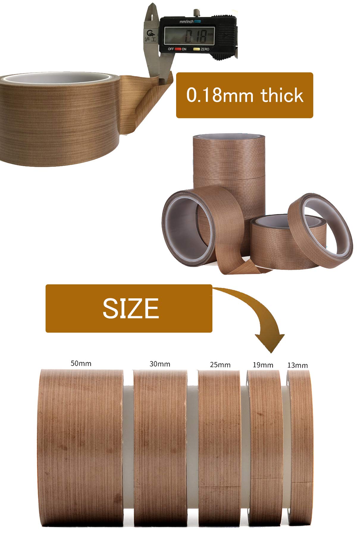 High Temperature PTFE Coated Fiberglass Teflon Tape - 1.18