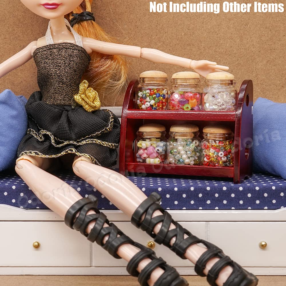 Odoria 1/6 Scale Miniature Spice Rack with Glass Jars - Realistic Dollhouse Kitchen Accessories for DIY Miniature Projects & Dollhouse Decor