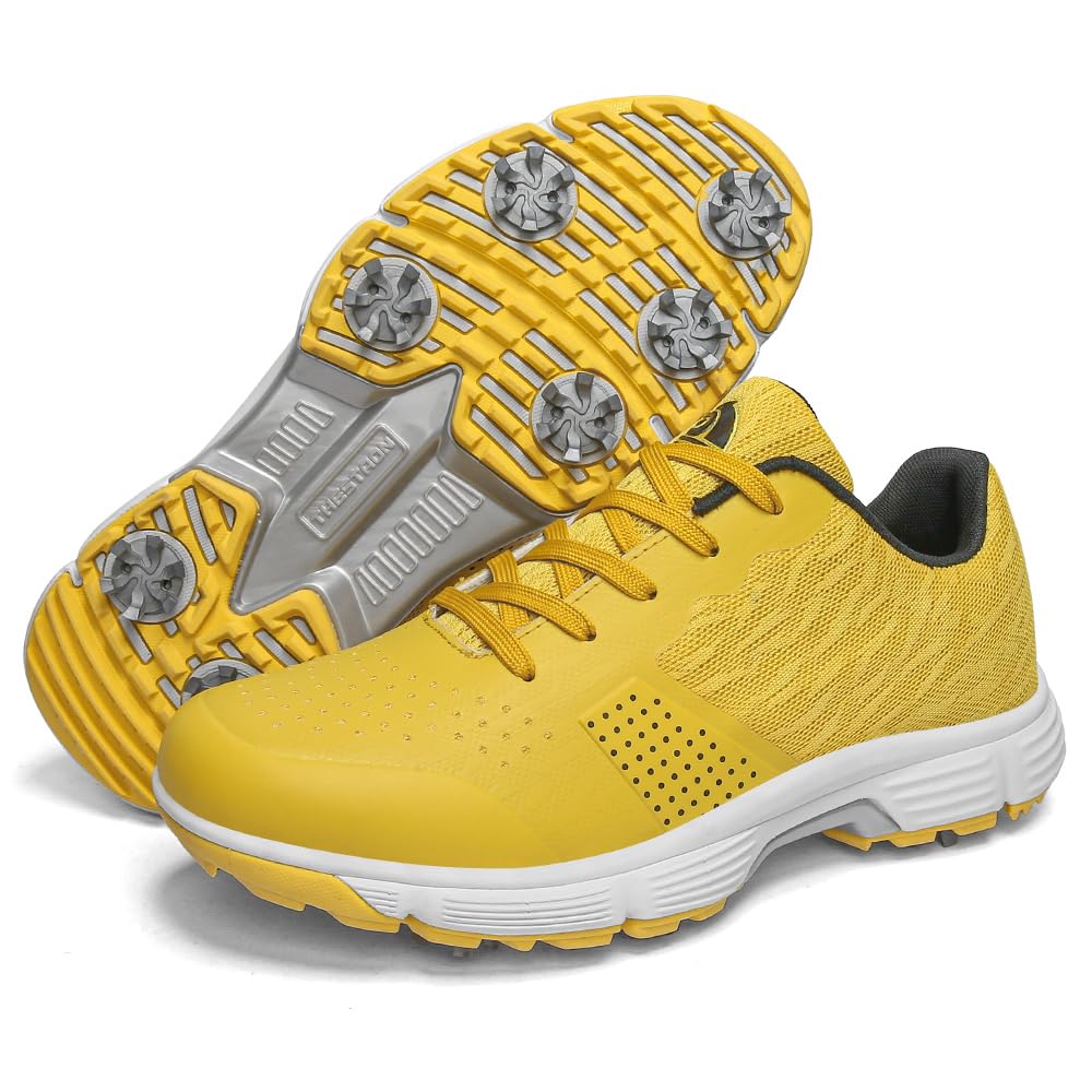 THESTRON Men's Golf Shoes - Breathable Mesh Spiked Golf Sneakers for Walking & Training - Lightweight Comfortable Golf Shoes for Men - Perfect for Golf Course, Driving Range & Outdoor Sports