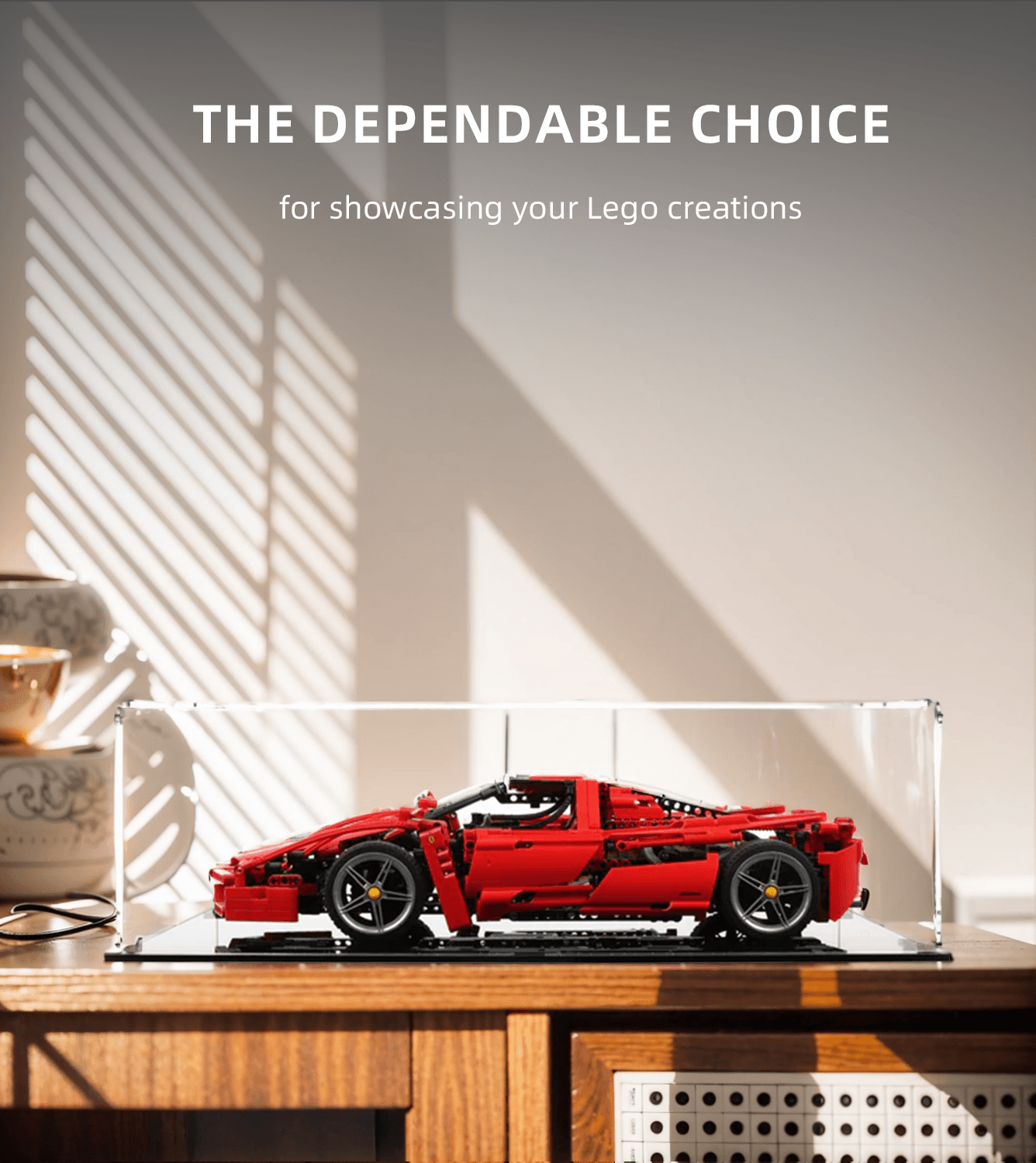 LEGO Ferrari Enzo 8653 Display Case - Premium Acrylic Showcase for LEGO Car Models - Perfect for Home Decoration, Office Display & Collector's Showcase