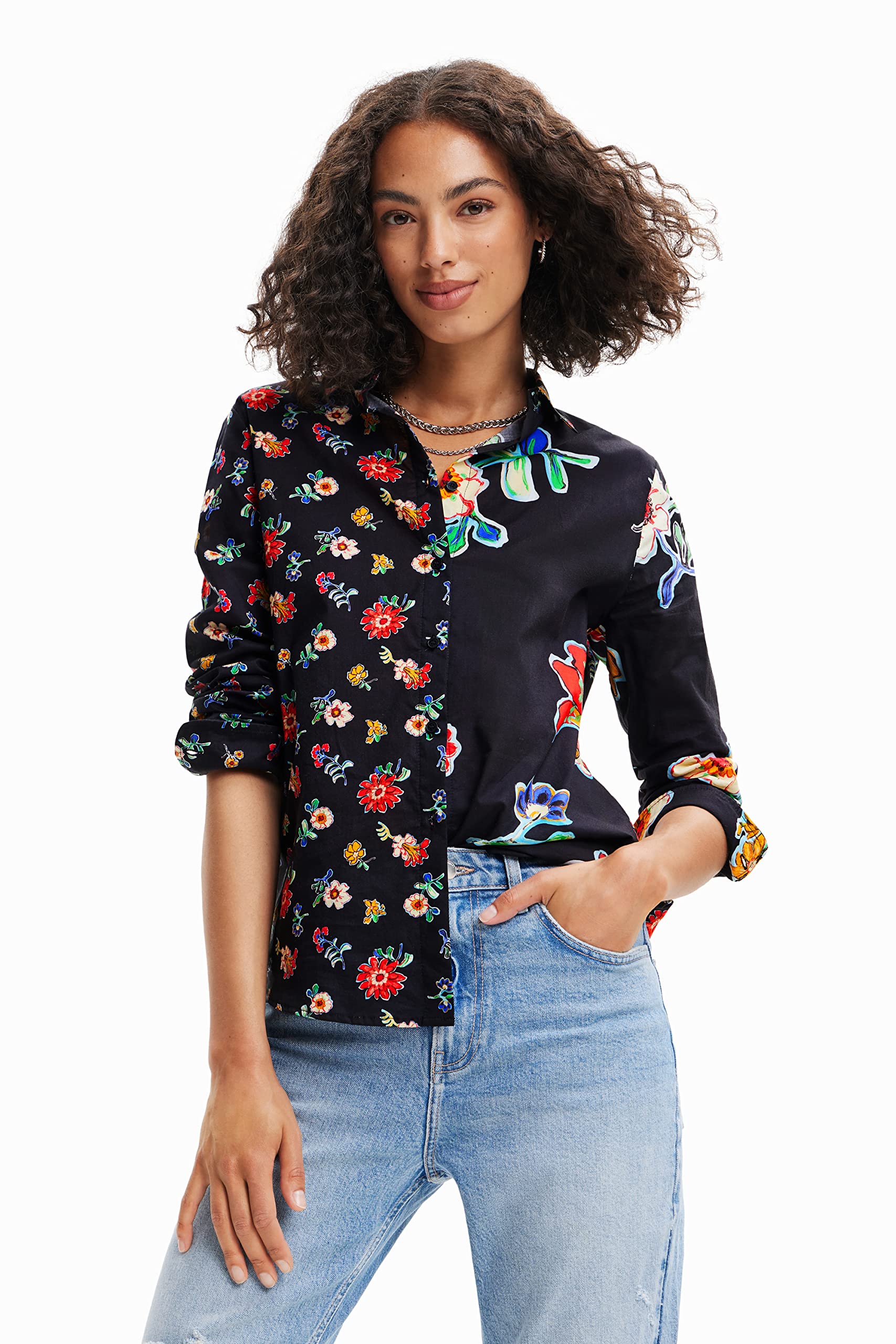 Desigual Women's Long Sleeve Woven Shirt - Stylish Casual Blouse for Work, Office & Everyday Wear | Comfortable & Fashionable Top for Women