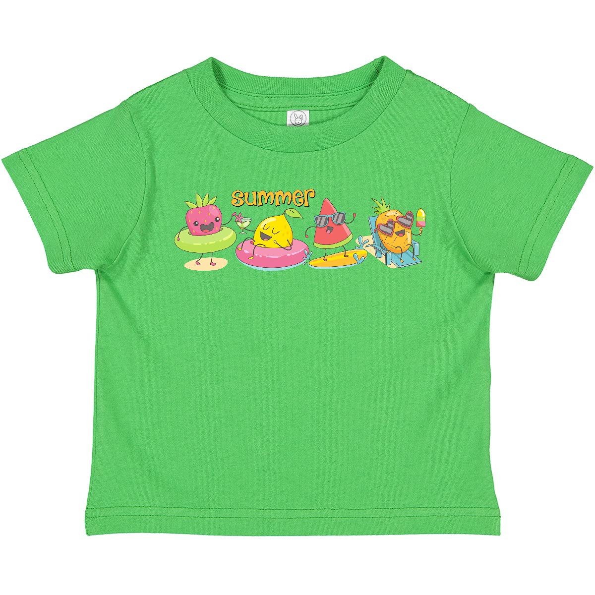 Inktastic Kawaii Summer Fruit Toddler T-Shirt - Cute Cartoon Watermelon Pineapple Outfit for Baby Girls & Boys - Perfect for Beach Vacation, Playdates & Summer Photoshoots