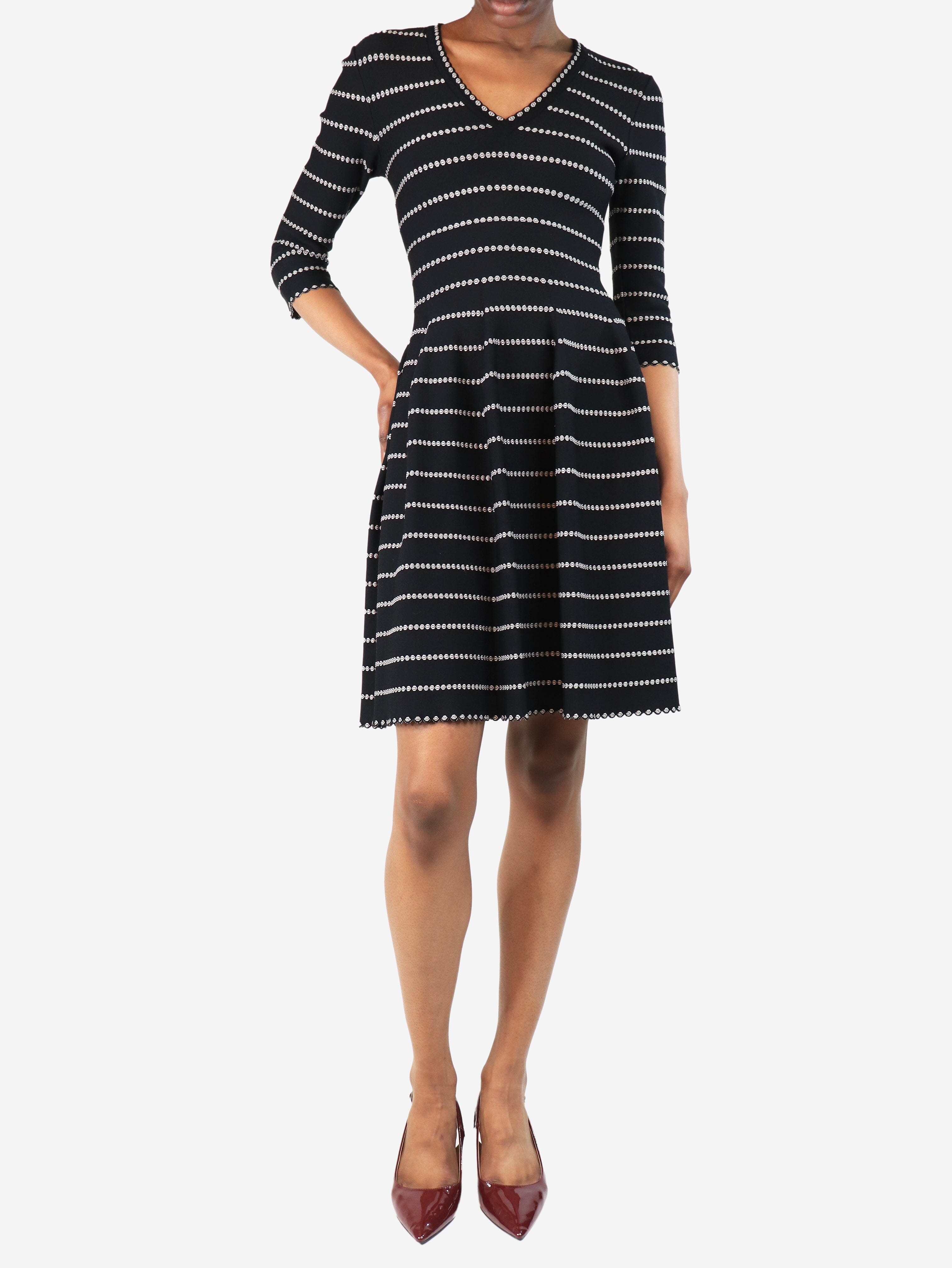 Black and White V-Neck Mini Dress - UK Size 4 | Women's Summer Party Cocktail Dress for Night Out, Date Night & Special Occasions