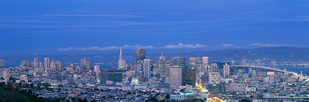 Peel & Stick Wall Mural - Upper Market View of San Francisco (48x16 inches) - Removable Self-Adhesive Wallpaper for Living Room, Bedroom & Office Decor