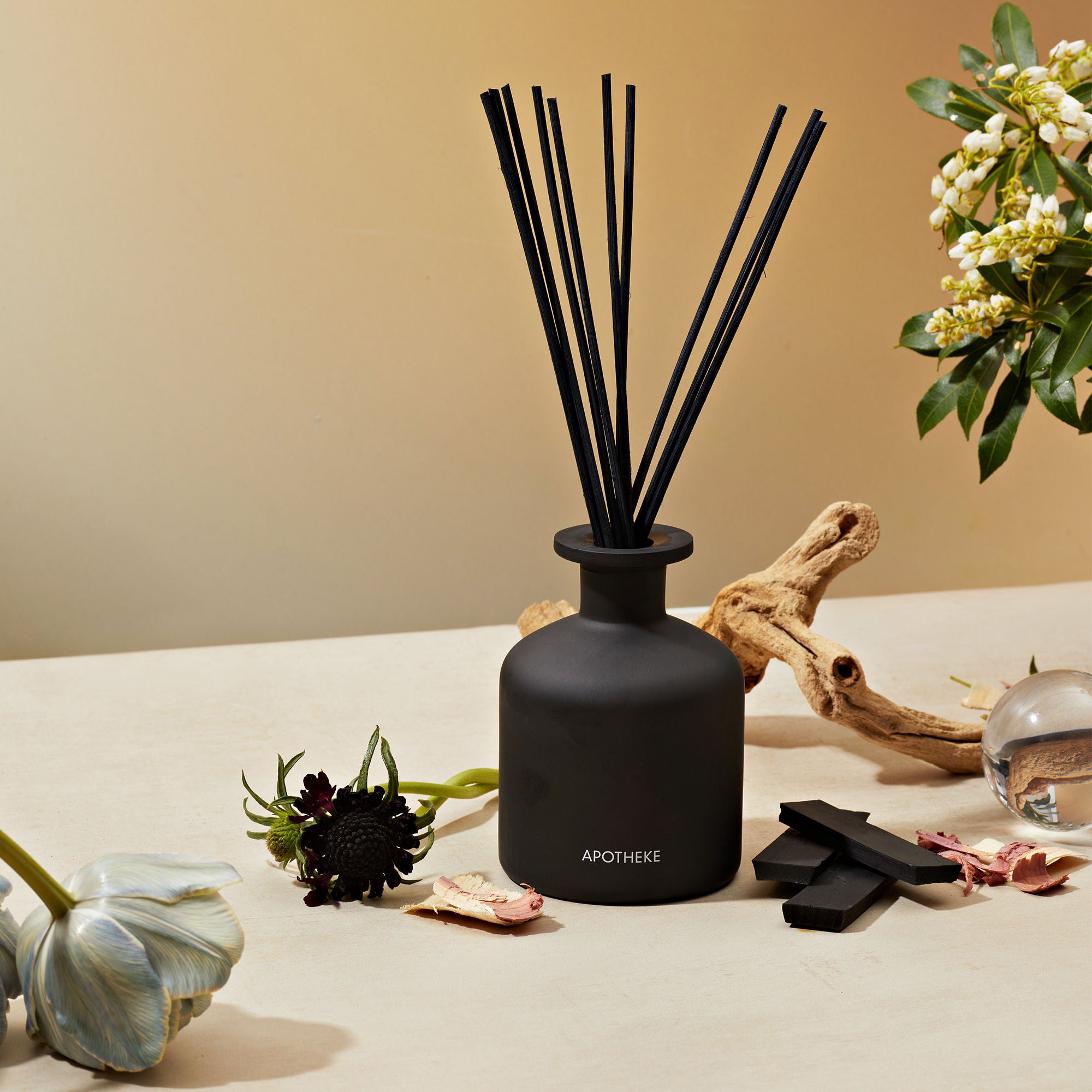 Premium Charcoal Reed Diffuser for Home - Natural Air Freshener & Odor Eliminator | Perfect for Living Room, Bedroom, Bathroom & Office