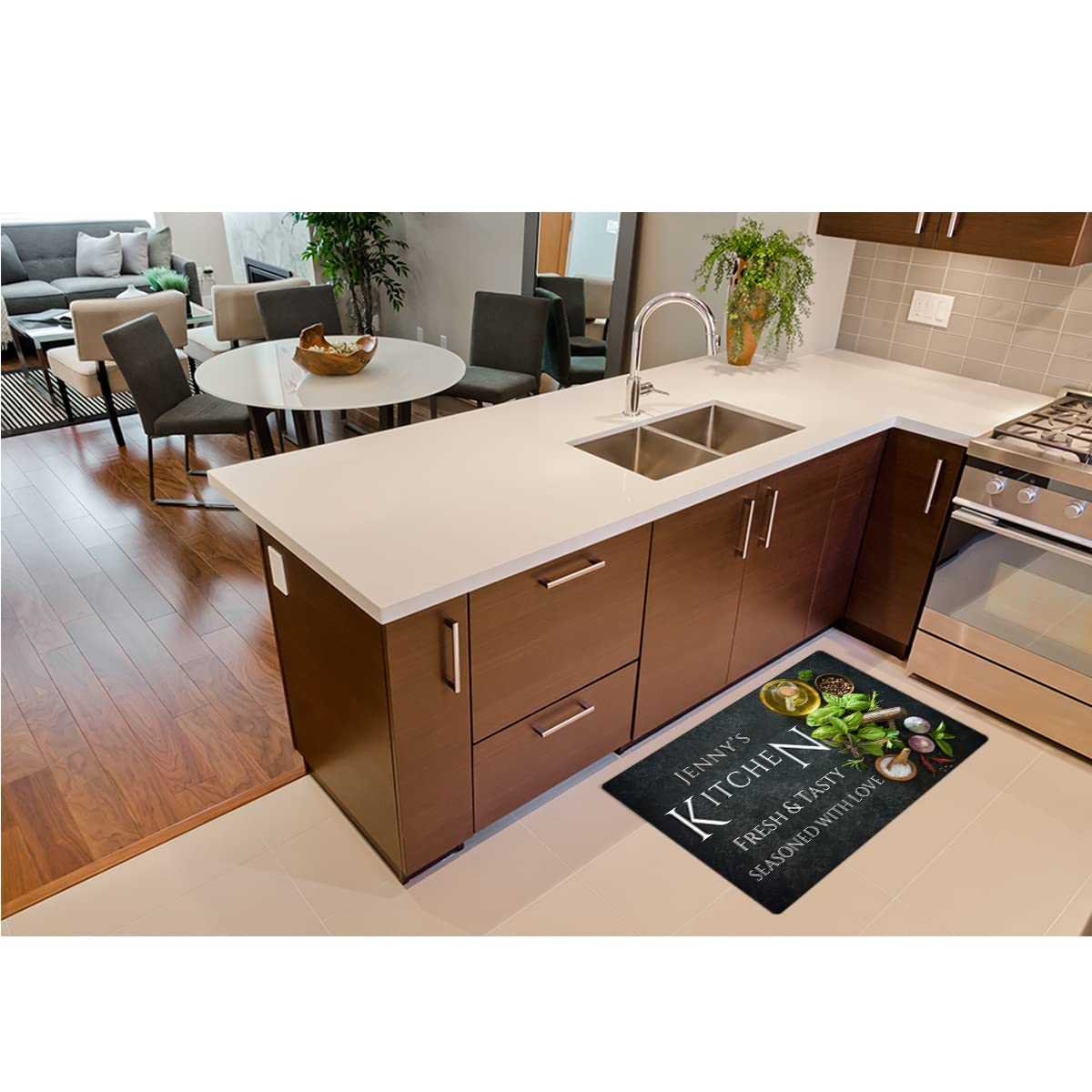 Custom Non-Skid Christmas Kitchen Mat 20x32 Inch - Washable Floor Rug for Cooking & Home Decor