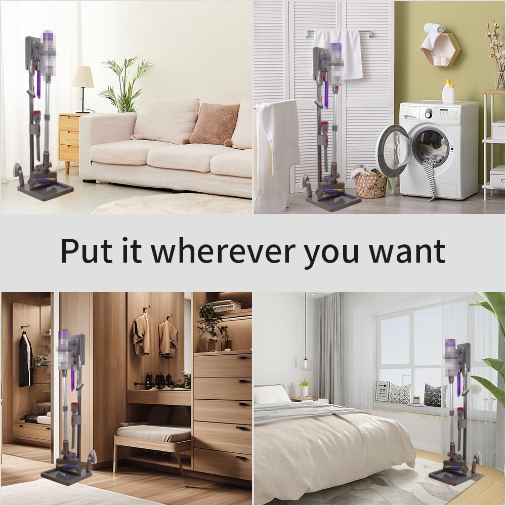 Laymi Vacuum Stand for Dyson V7 V8 V10 V11 V12 V15 - Sturdy Aluminum Docking Station with Accessory Holder & Cable Slot | Compact Storage Bracket for Dyson Cordless Vacuums | Perfect for Home, Garage & Office Organization
