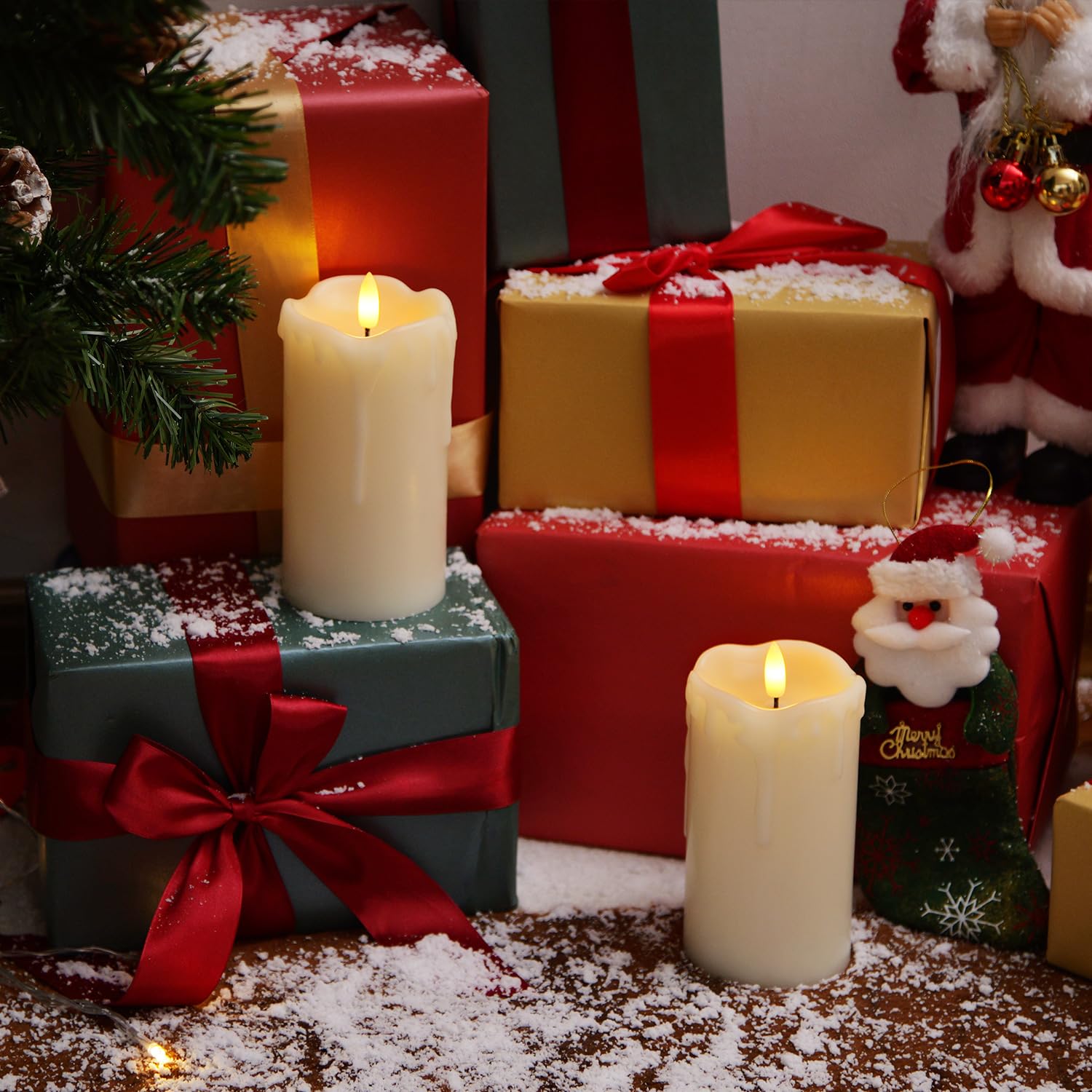 Homemory Flameless LED Candles with Remote & Timer - Battery Operated Dripping Wax Pillar Candles (3