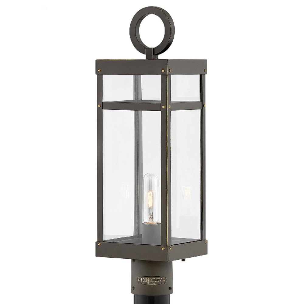 Hinkley Porter Collection 5W LED Outdoor Post Top Lantern - Oil Rubbed Bronze Finish, Medium Size for Patio, Garden & Walkway Lighting