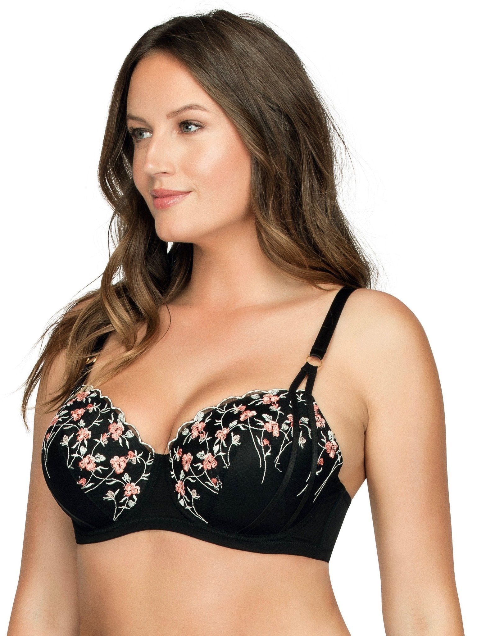 Parfait Briana Padded Bra - Plus Size 32C-44FF Black Floral Lace Underwire Bra for Women | Comfortable Everyday Wear & Special Occasions