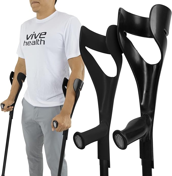 Lightweight Euro Style Forearm Crutches for Walking - Adjustable & Comfortable Mobility Aid for Adults & Seniors - Perfect for Injury Recovery, Arthritis, and Daily Support