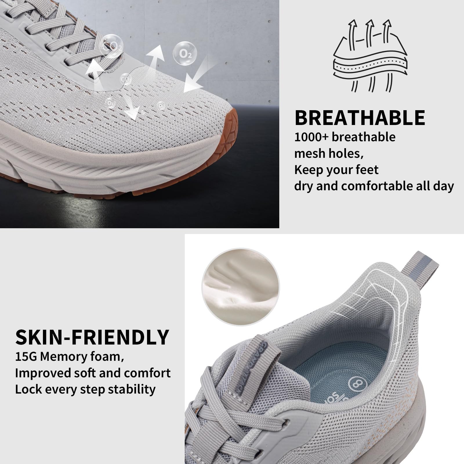 Grand Attack Men's Road Running & Walking Shoes - Max Cushion Comfort, Durable Non-Slip & Breathable Design - Perfect for Jogging, Gym Workouts & Daily Wear