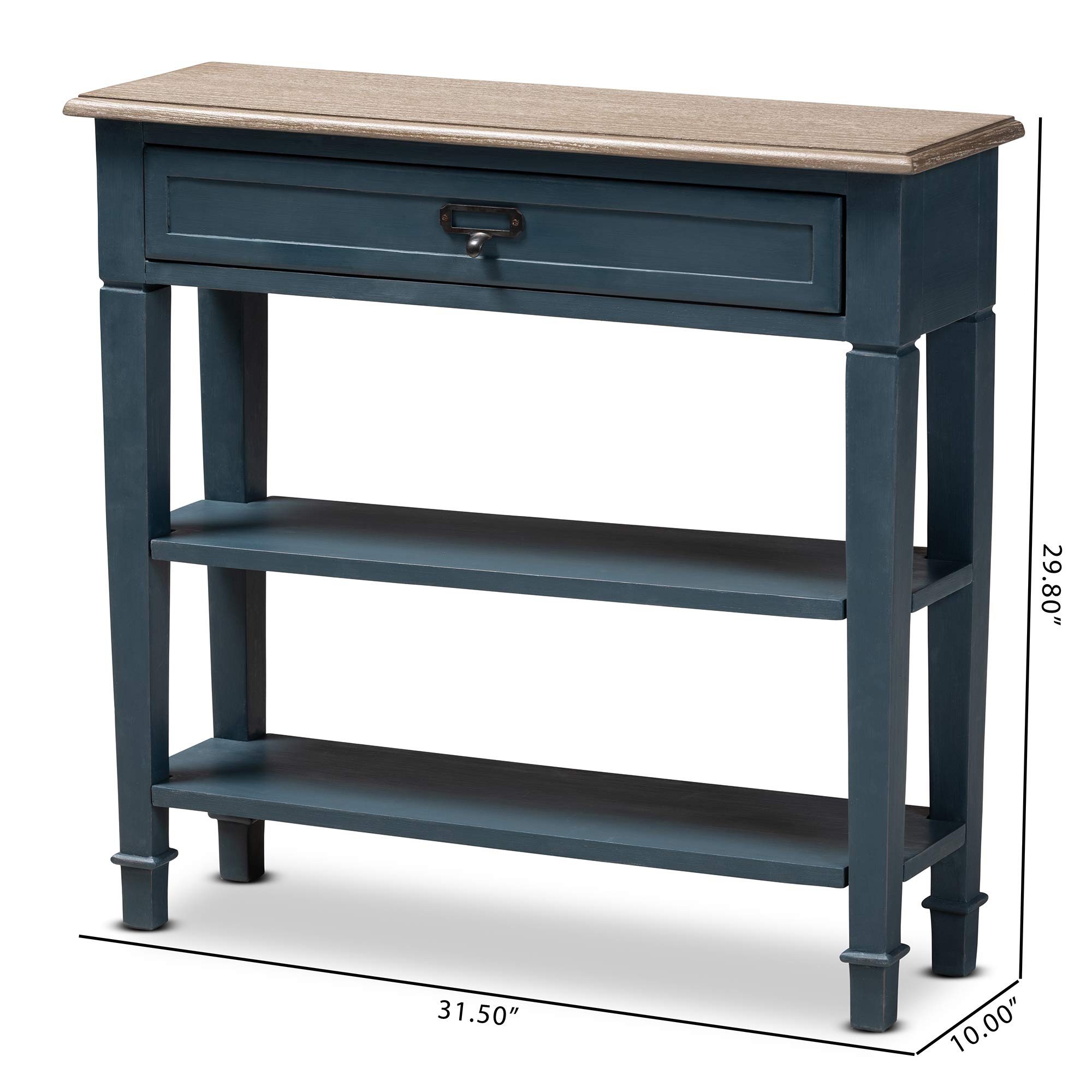 Baxton Studio Modern Console Table - Blue & Oak Finish - Entryway Sofa Table for Hallway, Living Room, or Bedroom Decor