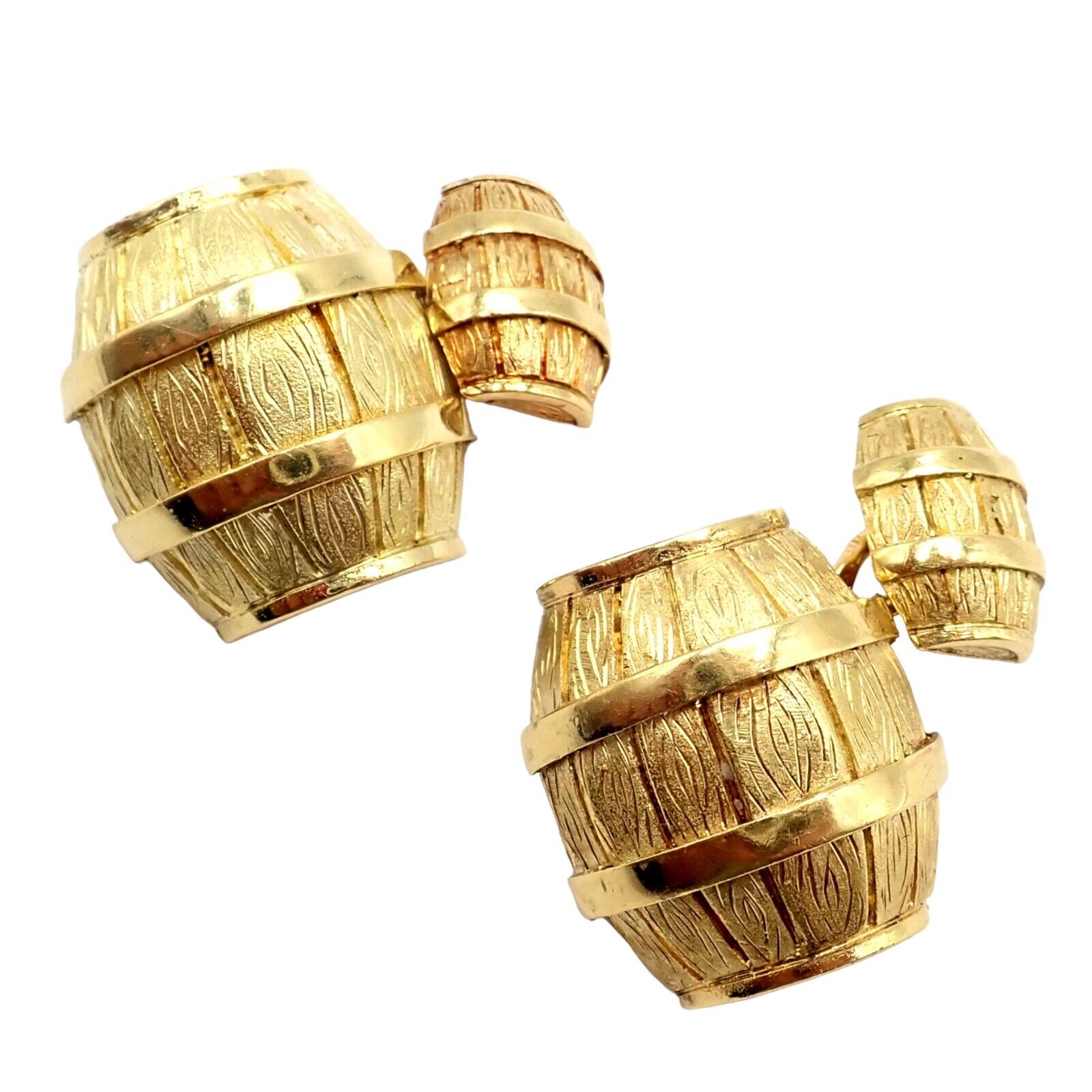Vintage Cartier 18k Yellow Gold Barrel Cufflinks - Authentic 1970s Luxury Men's Jewelry for Formal Wear & Special Occasions