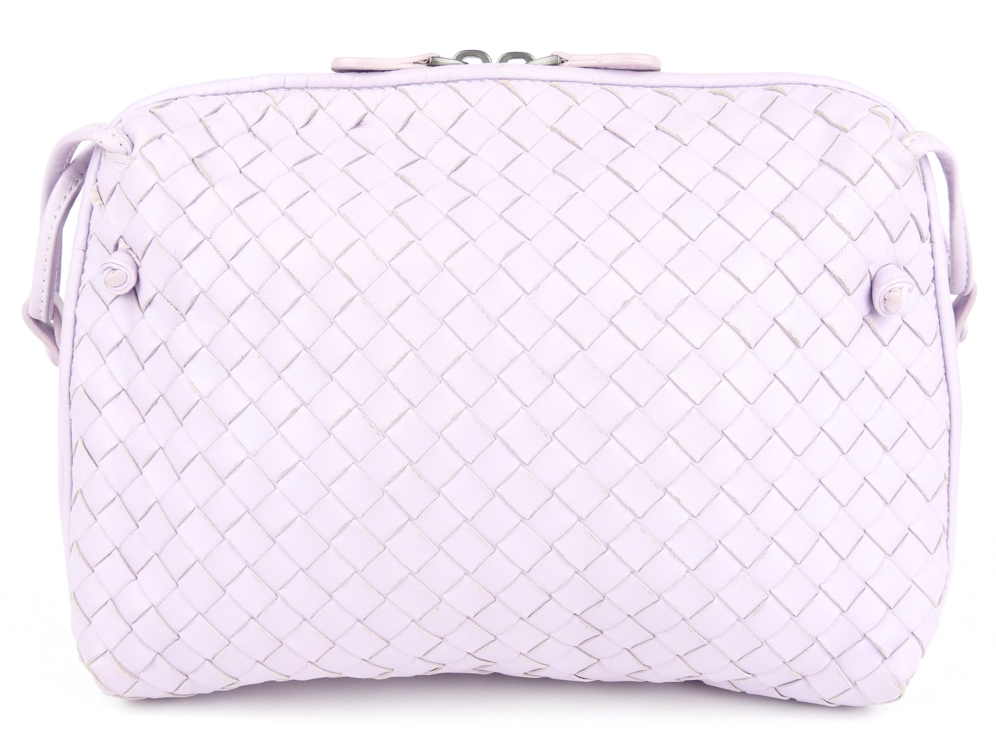 Bottega Veneta Intrecciato Leather Zip Shoulder Bag in Pastel Purple | Luxury Crossbody Purse for Women | Perfect for Work, Travel & Evening Events