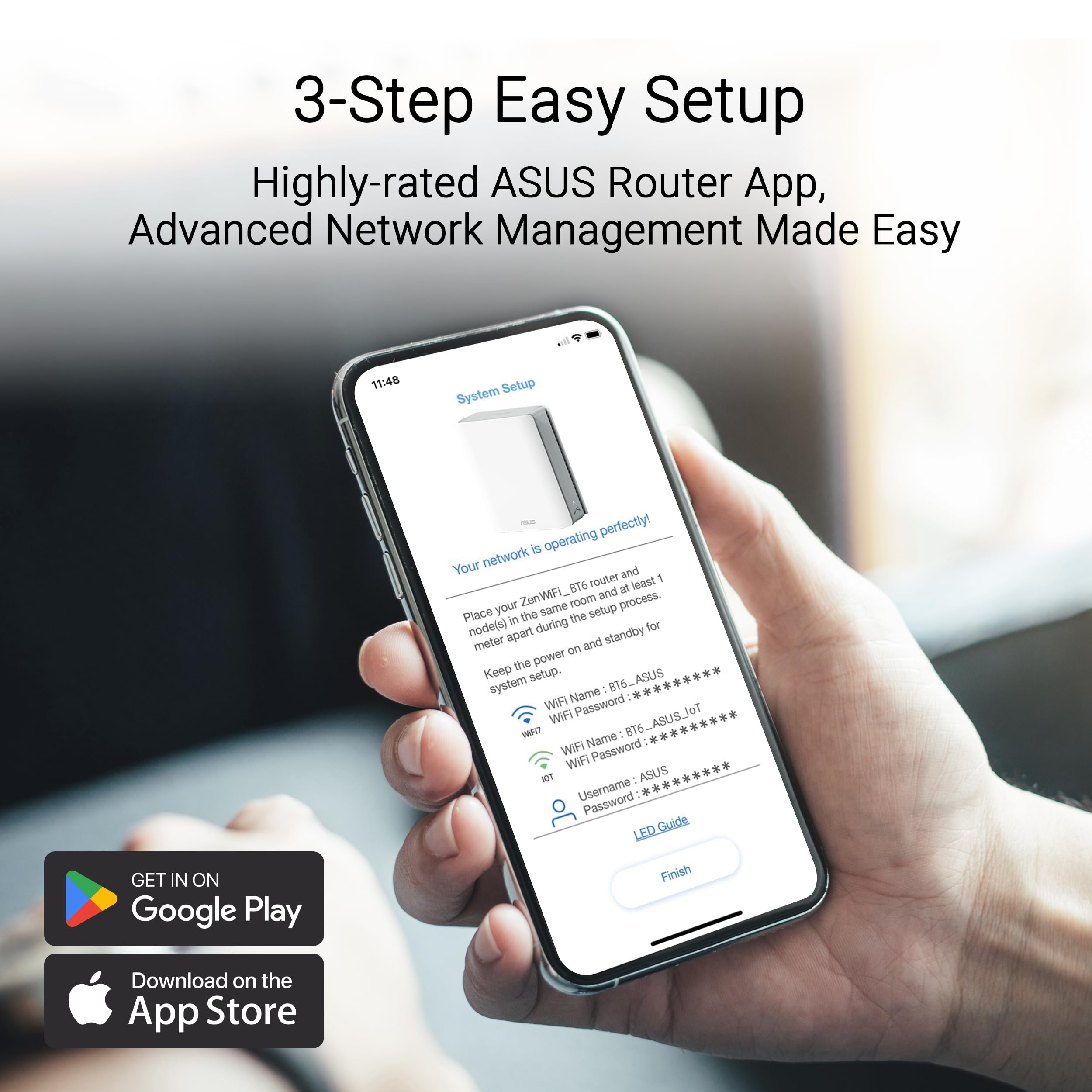 ASUS ZenWiFi BT6 Tri-Band WiFi 7 Mesh System - 9.4Gbps Speed, Covers 3000 sq.ft. (1-Pack) | 2.5G WAN Port, Advanced Security & Parental Controls | Smart Home SSIDs, 4G/5G Mobile Tethering | Perfect for Whole-Home Coverage & Gaming/Streaming