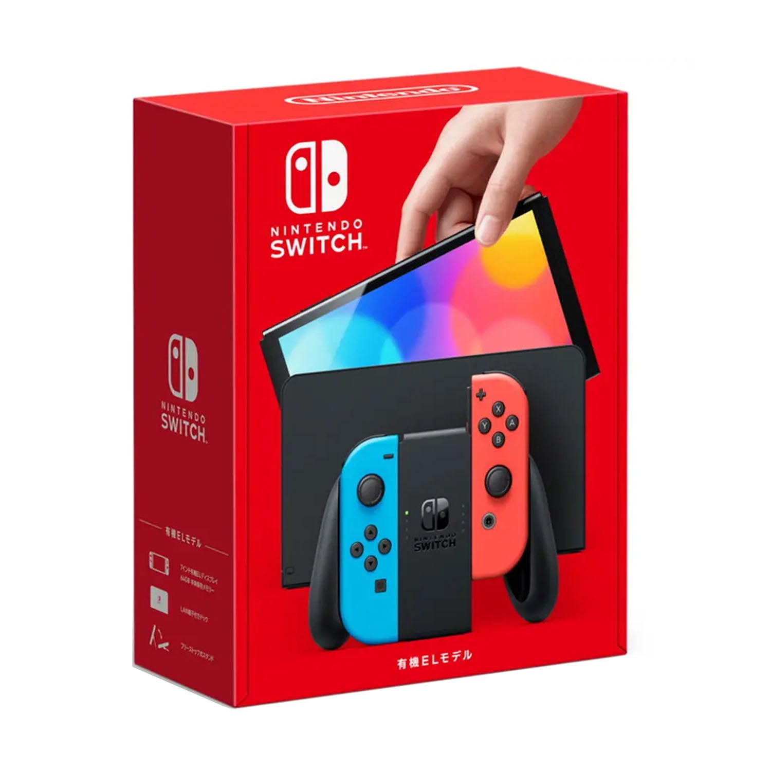 Nintendo Switch OLED Console - Neon Red & Blue Joy-Con - Portable Gaming for Travel, Home & Parties