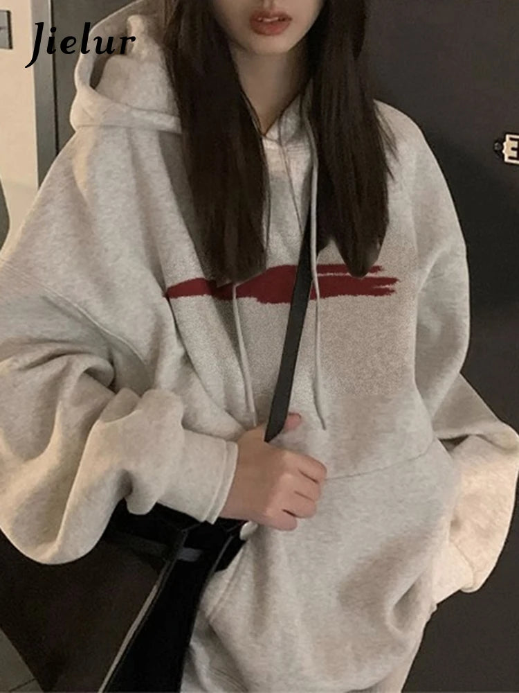 Women's Fashion Hoodies - Basic Hooded Chic Drawstring Loose Sweatshirt with Pocket, Casual Office Wear, 4 Color Options - Perfect for Work, Travel & Everyday Comfort