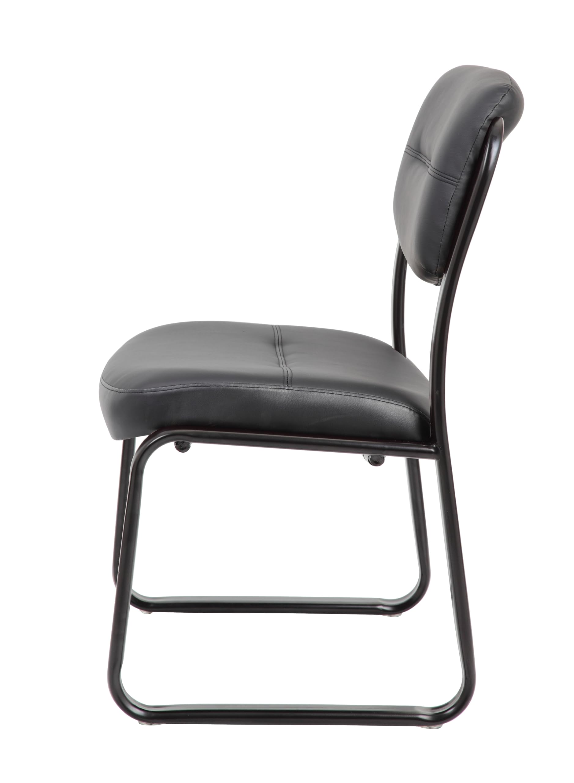 Premium Black Leather Sled Base Office Chair - Ergonomic Executive Desk Chair for Home & Business Workspaces - Perfect for Corporate Offices, Conference Rooms & Home Offices