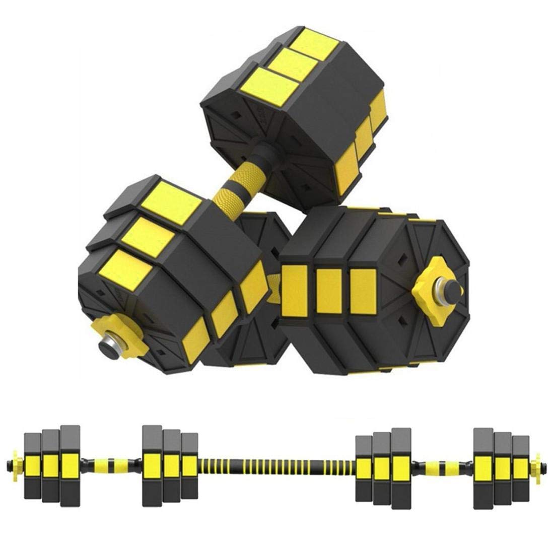 Adjustable Dumbbell Barbell Set - 2 in 1 Free Weights with Connector for Home Gym, Strength Training & Fitness Workouts - Perfect for Men & Women (Yellow) | Ideal for Home Office Exercise, Weight Lifting & Full Body Training