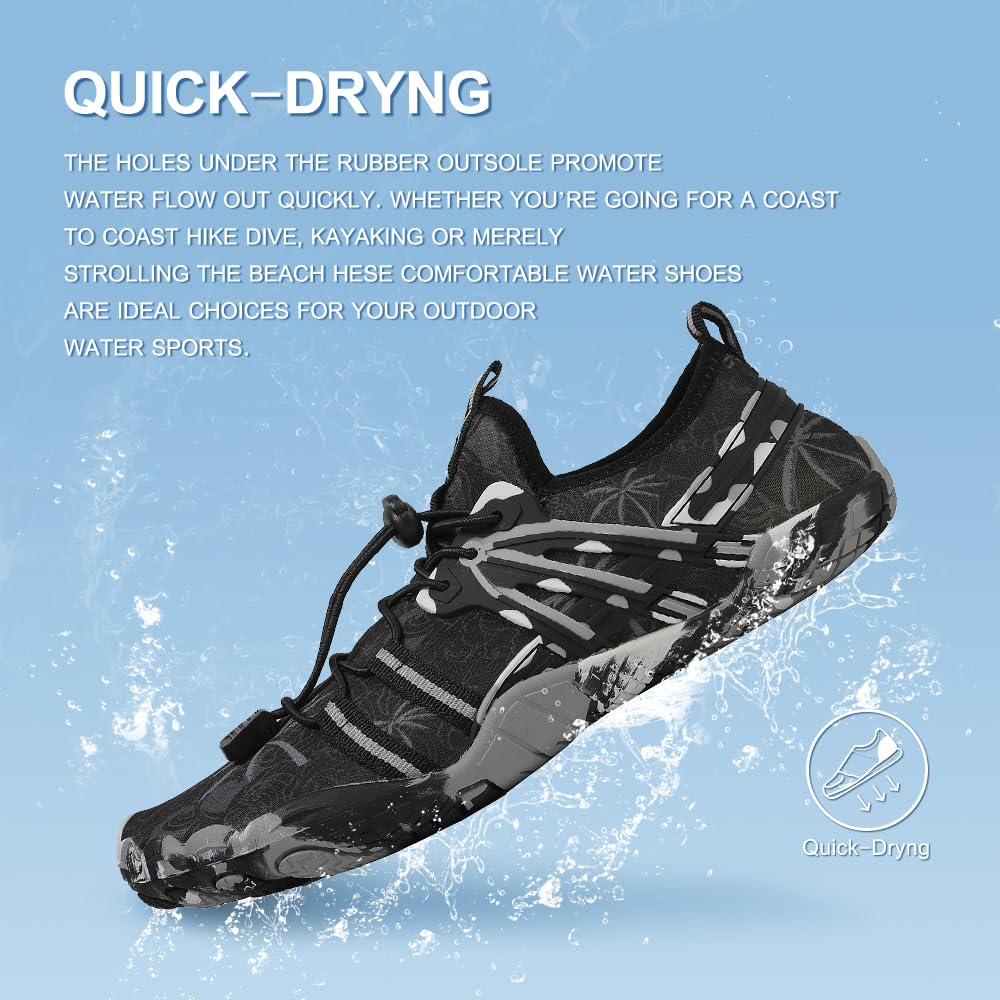 **Women's & Men's Quick-Dry Water Shoes - Barefoot Swim Shoes for Beach, Pool, Surf, River, Water Park & Yoga - Slip-On Aqua Shoes for Comfort & Safety**