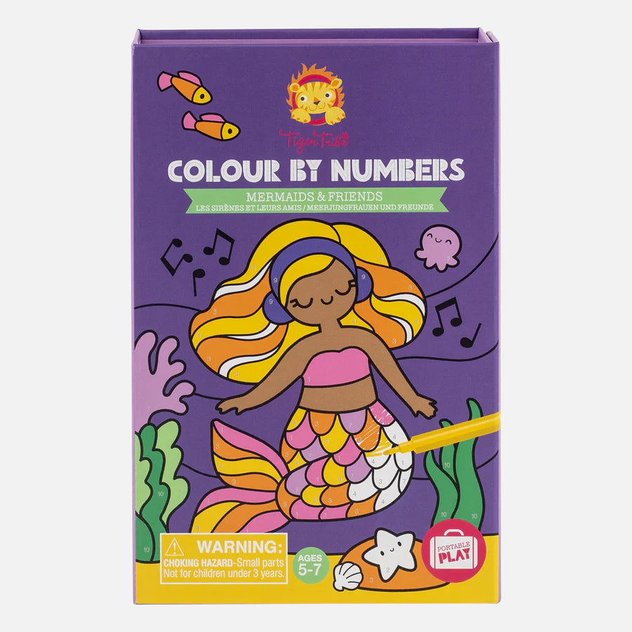 Color by Numbers Mermaids and Friends - Fun Coloring Book for Kids, Relaxing Activity for Adults - Perfect for Home, School & Travel