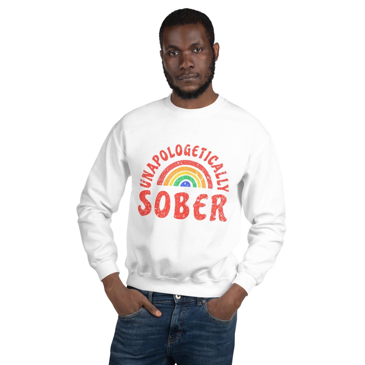 Unapologetically Sober Rainbow Pride Unisex Sweatshirt - LGBTQ+ Ally Apparel for Pride Month, Sobriety Celebration & Everyday Wear