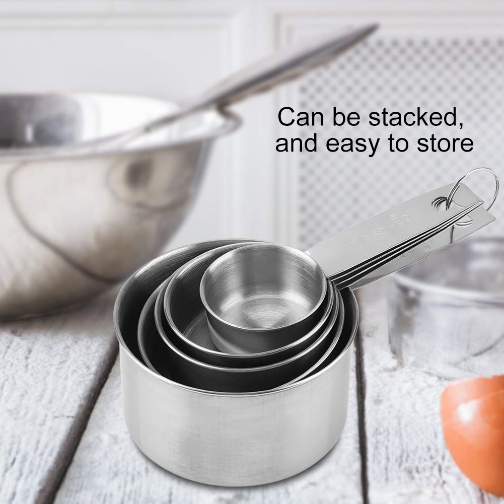 5-Piece Stainless Steel Measuring Cups Set - Precise Dry & Liquid Measuring for Baking, Cooking & Mixing - Perfect for Home Chefs & Professional Kitchens