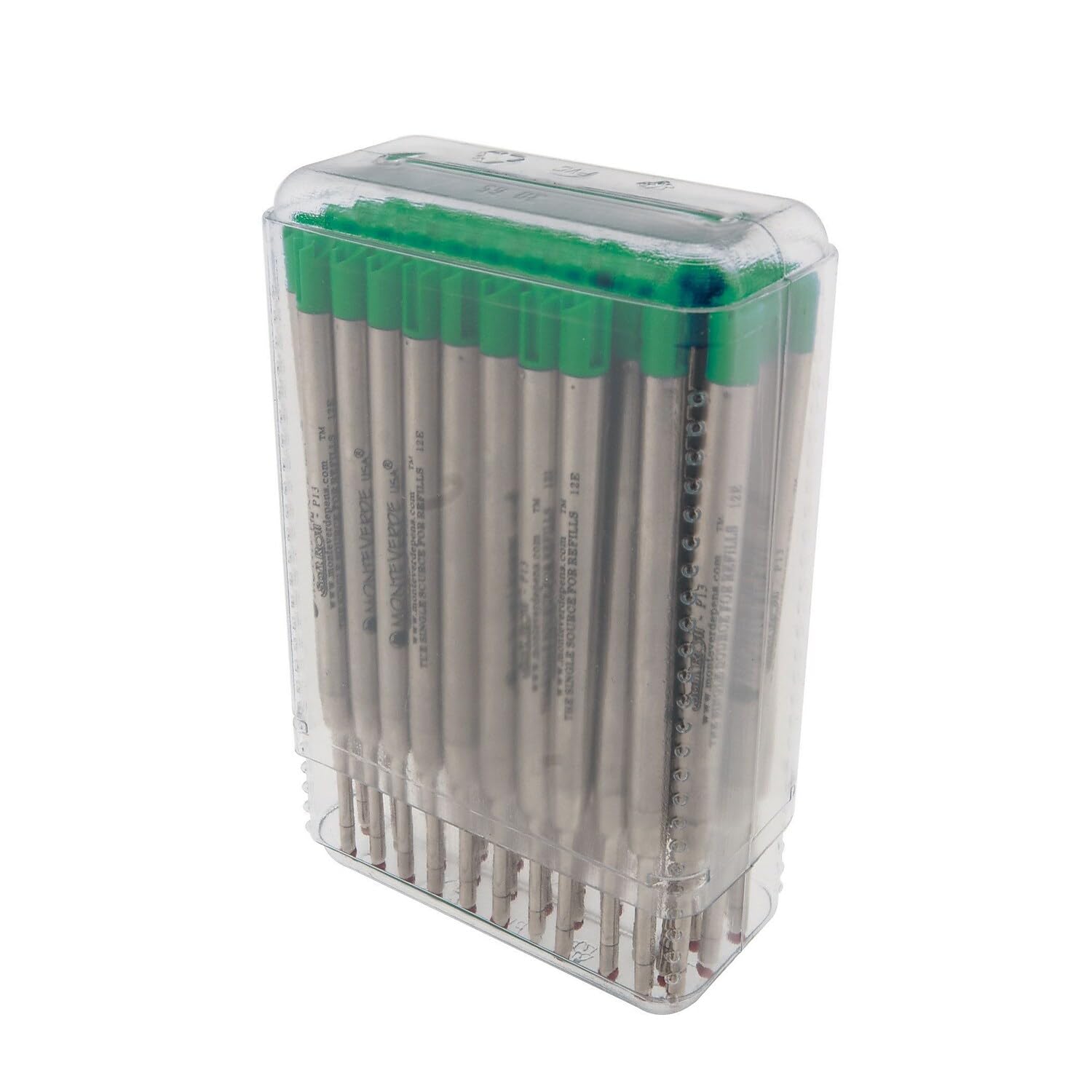 Monteverde Capless Ceramic Gel Refill for Parker Ballpoint Pens - Fine Point 0.7mm, Green Ink, 50 Pack (P424GN) - Smooth Writing for Office, School & Everyday Use