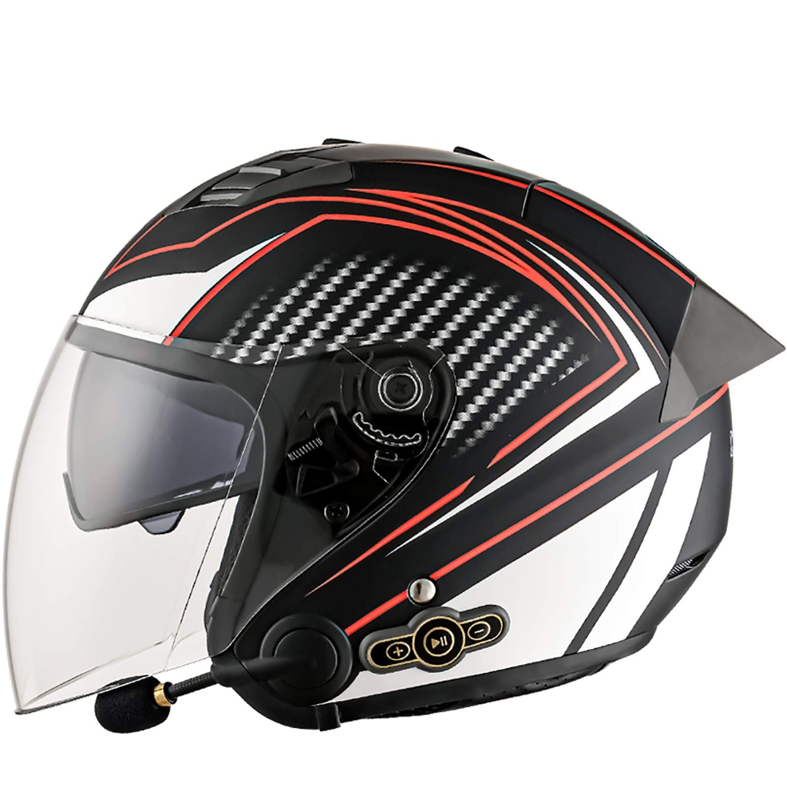 Bluetooth Motorcycle Helmet - 3/4 Motorbike Helmet with Dual Visors & Built-in Speaker - DOT Certified for Safety - Perfect for Commuting, Touring & Motorcross Riding