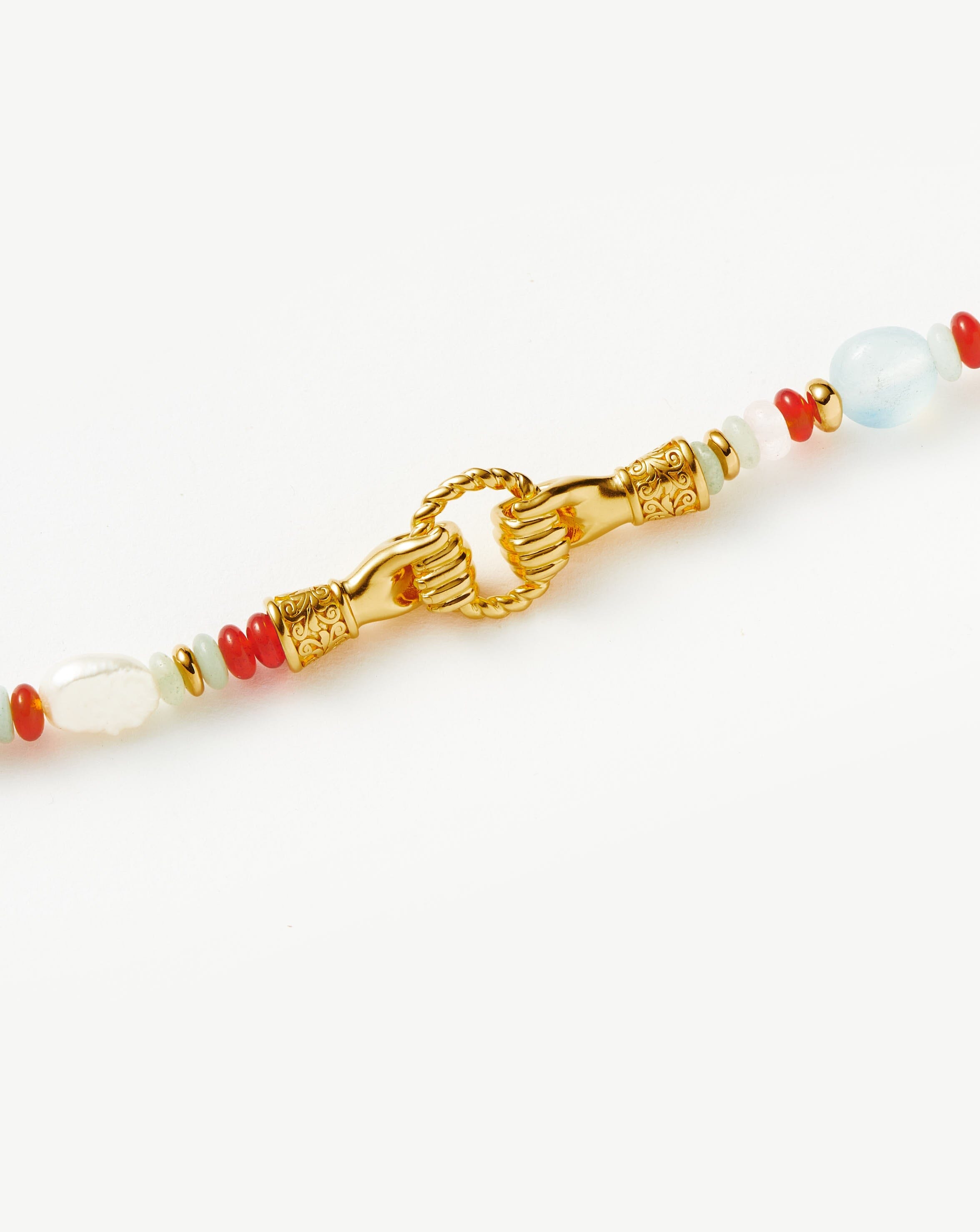 Harris Reed In Good Hands Beaded Gemstone Bracelet - 18k Gold Plated Multi Gemstone & Pearl Jewelry for Women | Elegant Gift for Birthday, Anniversary & Special Occasions