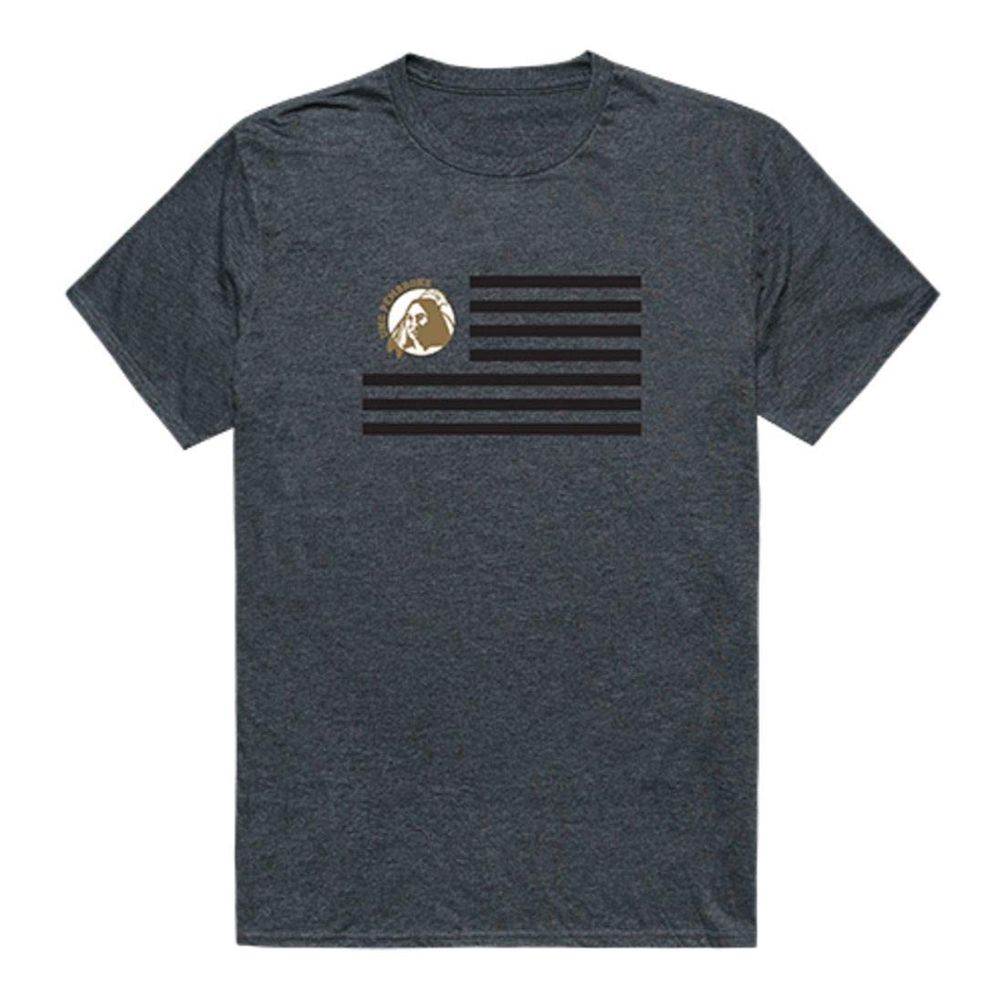 UNCP University of North Carolina at Pembroke Braves USA Flag Graphic T-Shirt - Heather Charcoal - Comfortable Cotton Tee for School Spirit, Alumni Pride & Casual Wear