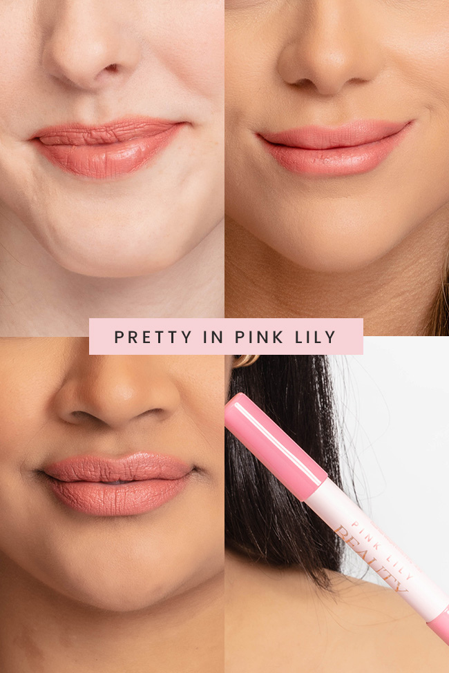 Pink Lily Beauty Double Bloom Dual Lipstick & Lip Liner Set - Pretty in Pink Lily (Final Sale) | Long-Lasting Matte Lip Color for Day & Night Wear, Perfect for Parties, Dates & Special Occasions