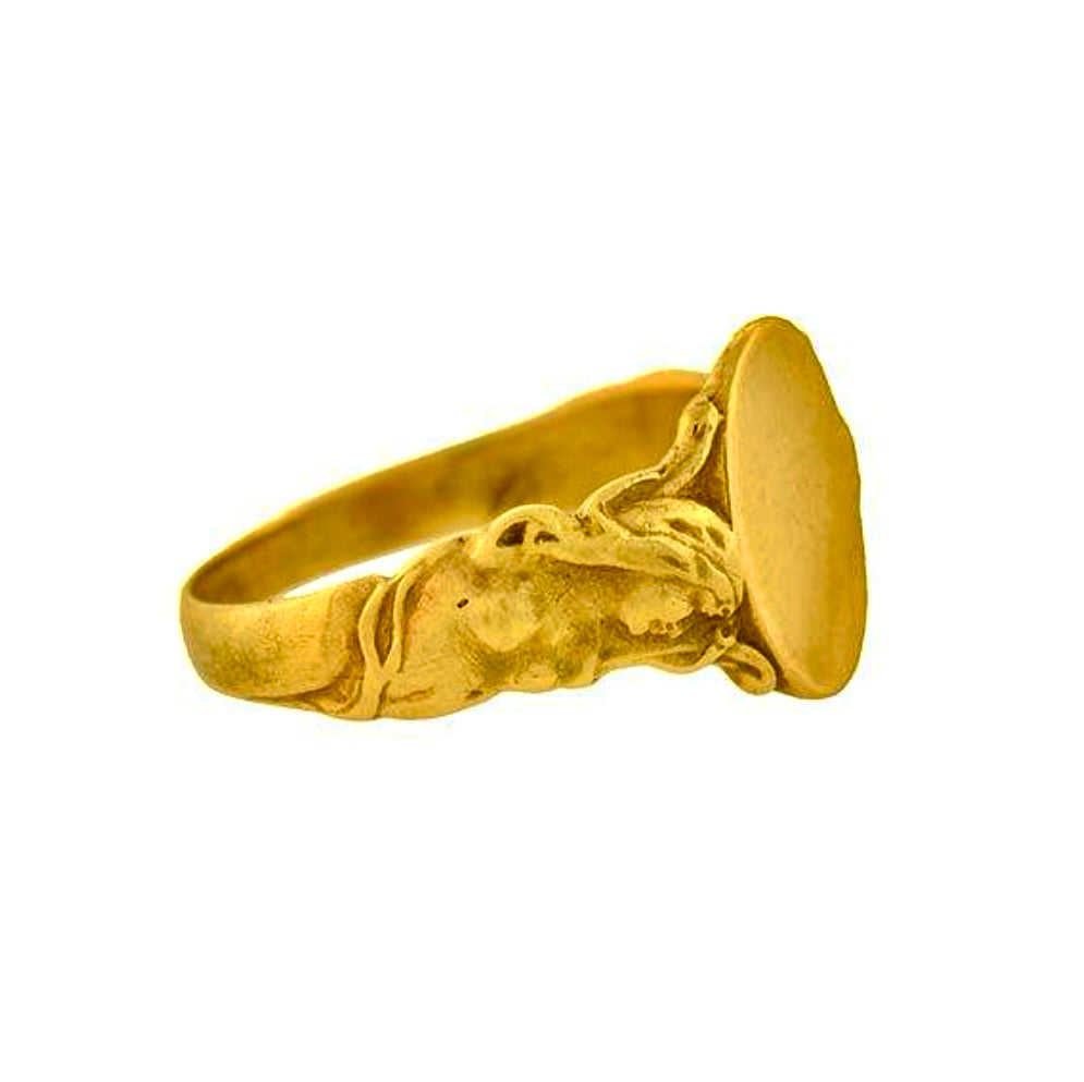 Victorian Style 14kt Yellow Gold Mermaid Signet Ring for Women - Elegant Jewelry Gift for Birthday, Anniversary & Special Occasions