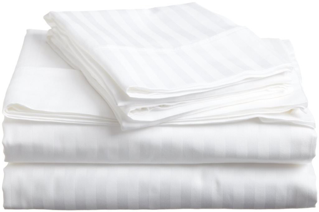 Luxury 1000 Thread Count 100% Egyptian Cotton Bed Sheet Set - 4-Piece Italian Finish Stripe Pattern, Fits 21