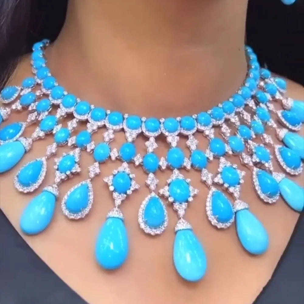 Flowing Gems Jewelry Set - Elegant Necklace & Earrings for Women | Perfect for Parties, Weddings & Special Occasions